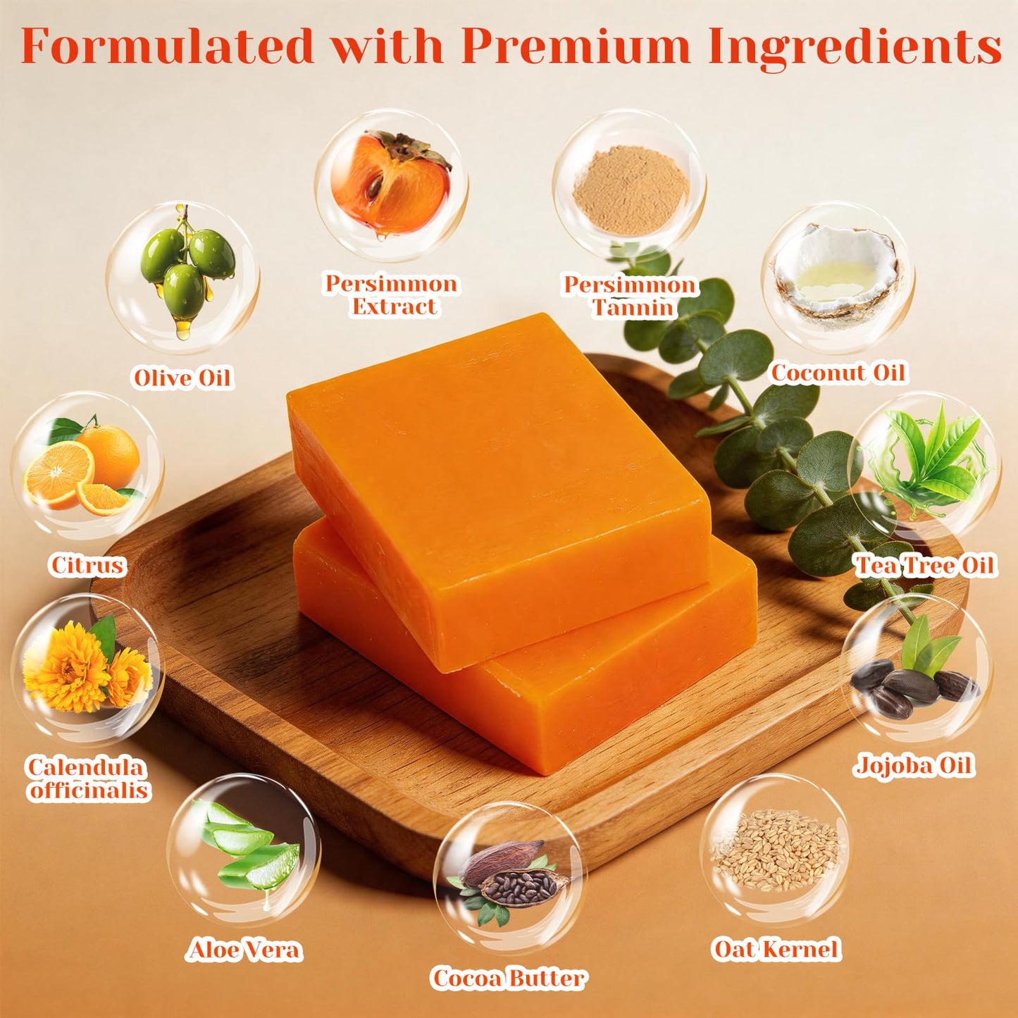 Joanssore 6 PCS Persimmon Soap for Old People Smell, Long Lasting Persimmon Soap Bar for Body Odor Deodorant, Purifying and Nourish Whole Body, 3.53 Beauty & Personal Care Joanssore