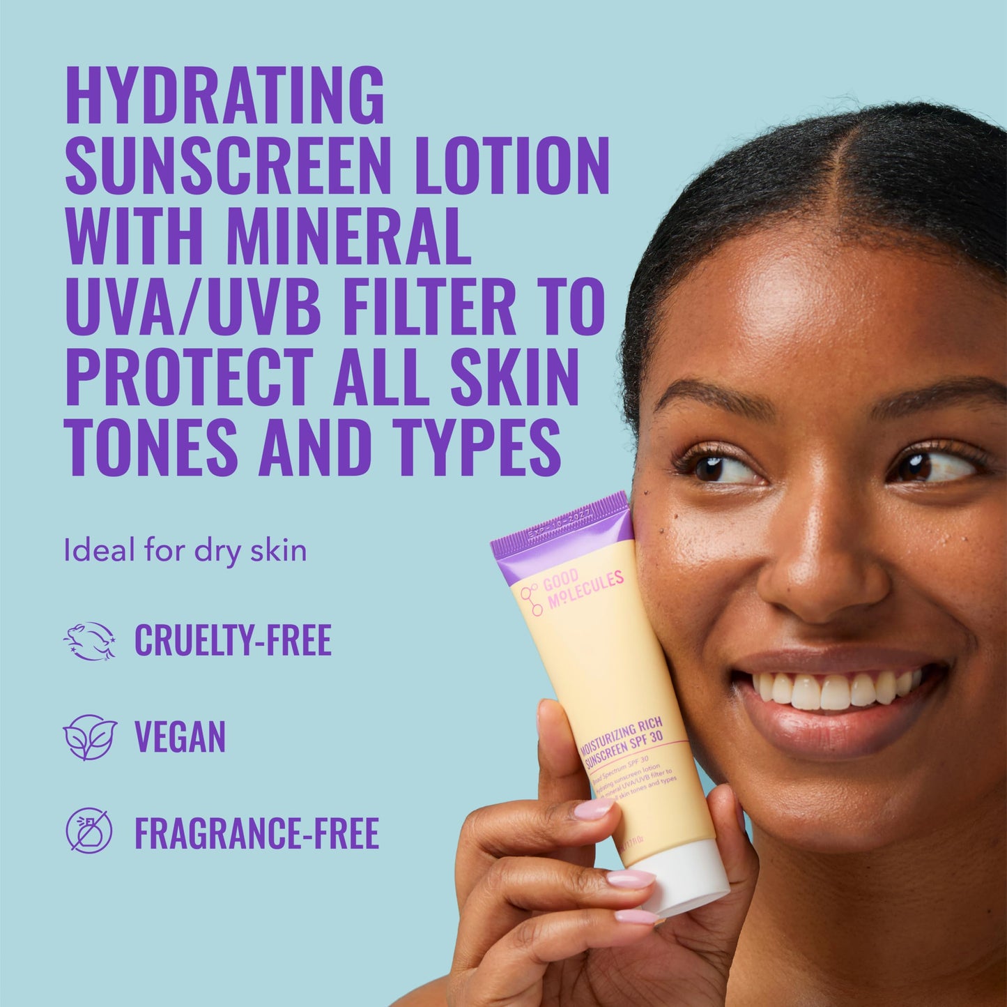 Good Molecules Moisturizing Rich Sunscreen SPF 30 - Mineral Zinc Oxide Face Sunscreen - Hydrating, Fragrance-Free, No White Cast | Broad Spectrum Beauty and Personal Care Good Molecules