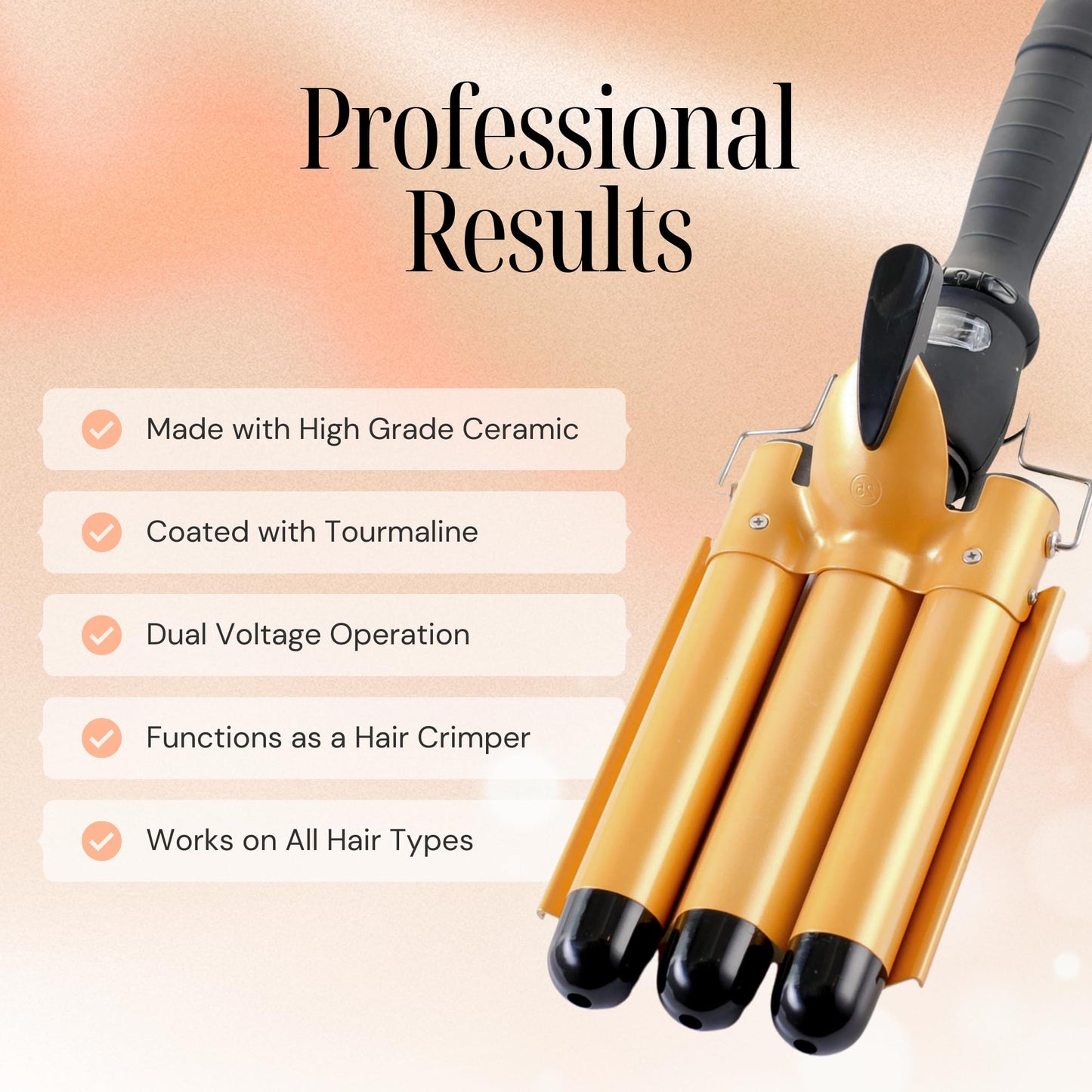 Alure Three Barrel Curling Iron Wand with LCD Temperature Display - 1 Inch Ceramic Tourmaline Triple Barrels, Dual Voltage Crimping Tool, Best Hair Beauty & Personal Care Asani