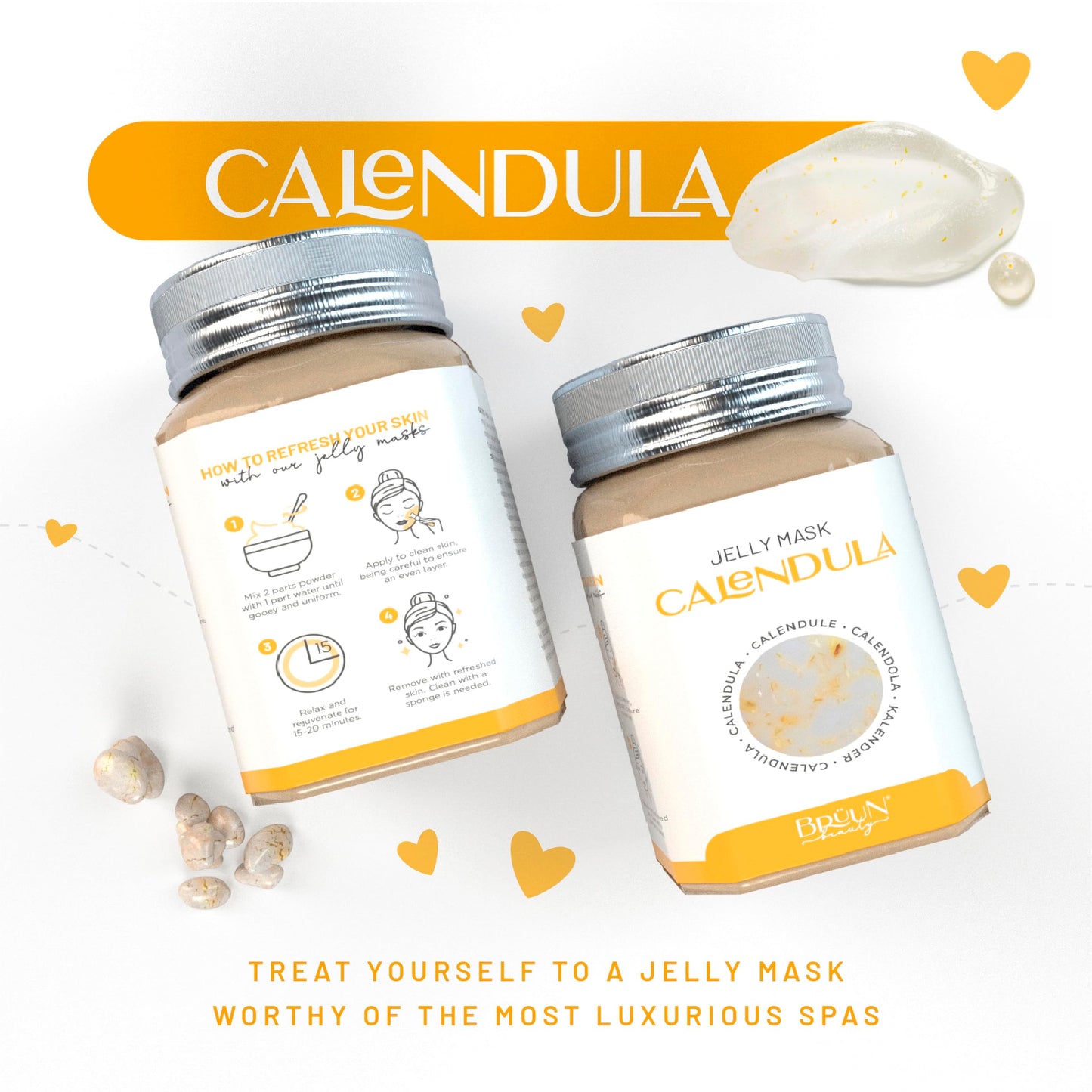 BRÜUN Jelly Mask Jar Calendula Peel-Off Face Care Rubber Mask | 23 fl oz Skin Care Moisturizing Gel Mask Jar Spa Set Beauty & Personal Care BRÜUN