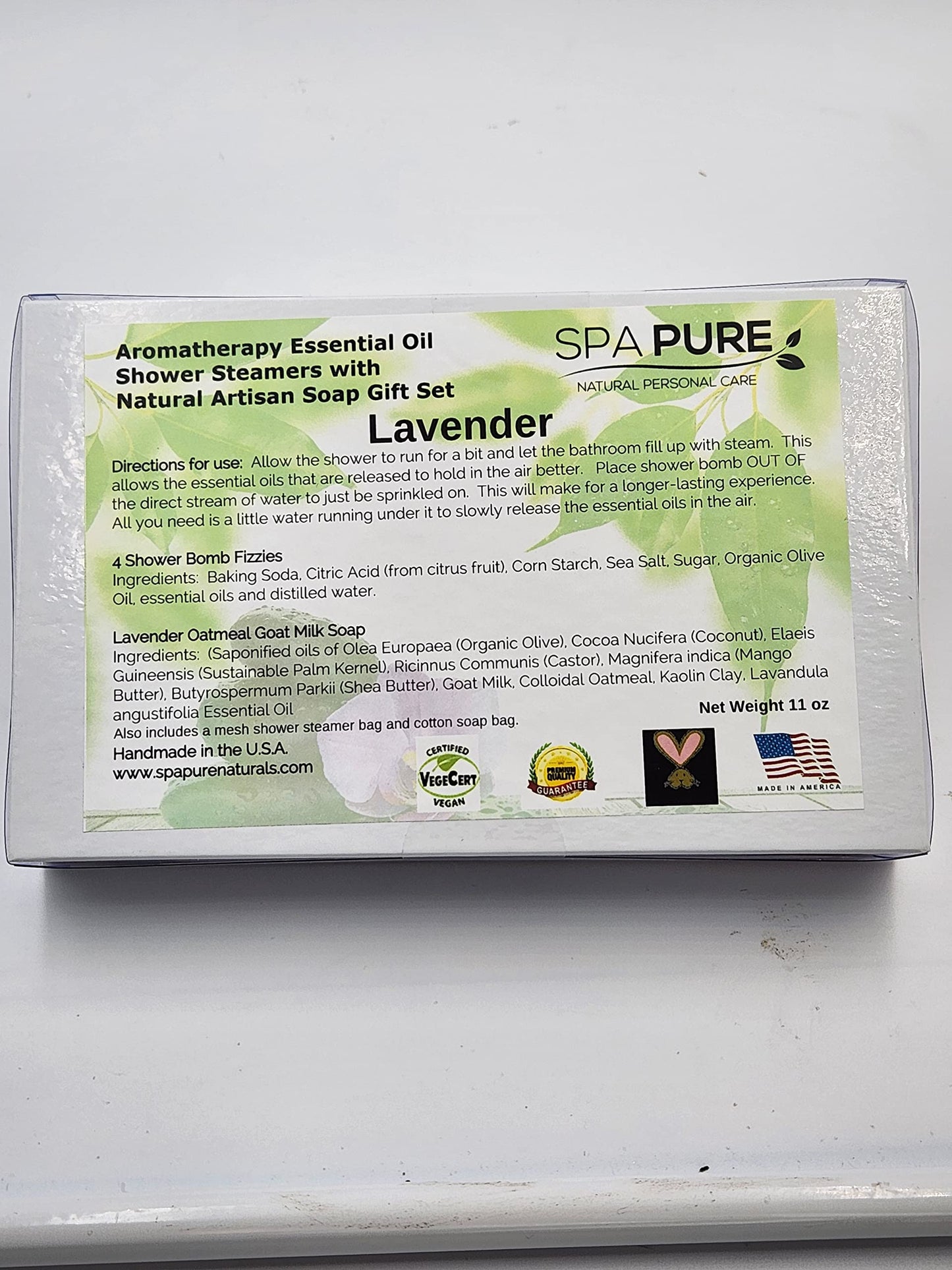 Spa Pure Aromatherapy Gift Set: Lavender Large Artisan soap, 4 Shower Steamers, made with plant based ingredients, essential oils, all natural Beauty and Personal Care Spa Pure