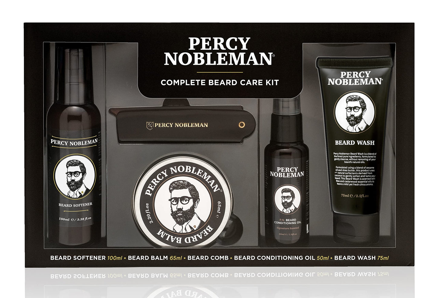 Percy Nobleman Complete Beard Care Kit - Beard Grooming Gift Set with Beard Softener, Scented Beard Oil, Beard Balm, Beard Wash and Folding Acetate Beauty and Personal Care Percy Nobleman