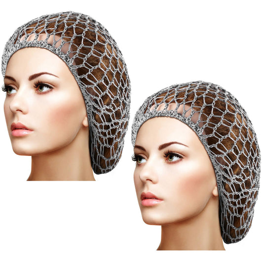 Waydress 2 Pcs Hair Nets Snood for Women Food Service Worker Sleeping Long Hair Cap Mesh Crochet Hairnet Tubi Wrap Rayon Knit(Gray) Beauty and Personal Care Waydress