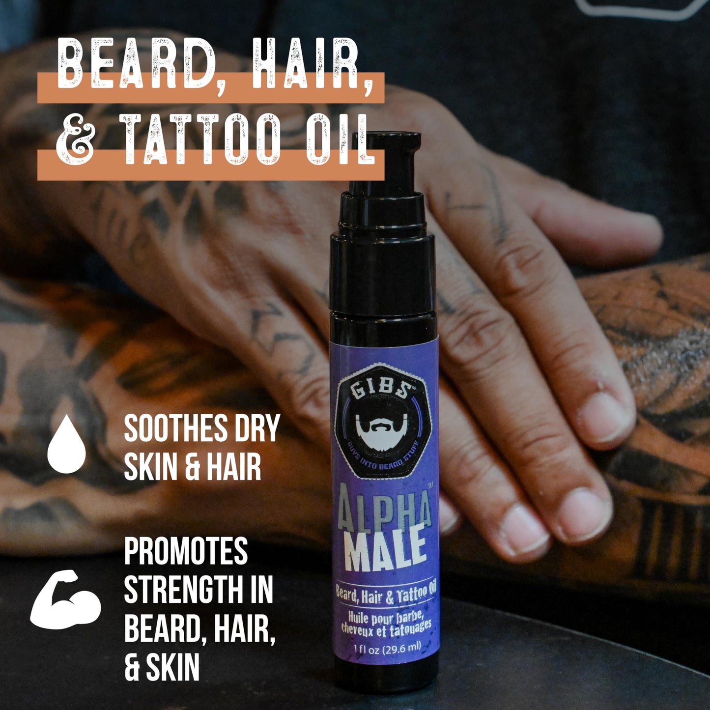 GIBS Grooming - Voodoo Prince Beard, Hair & Tattoo Oil (1 fl oz) - Softens, Strengthens, Protects - Skin Moisturizer - Vitamin C, UV Shield, Travel Beauty and Personal Care GIBS