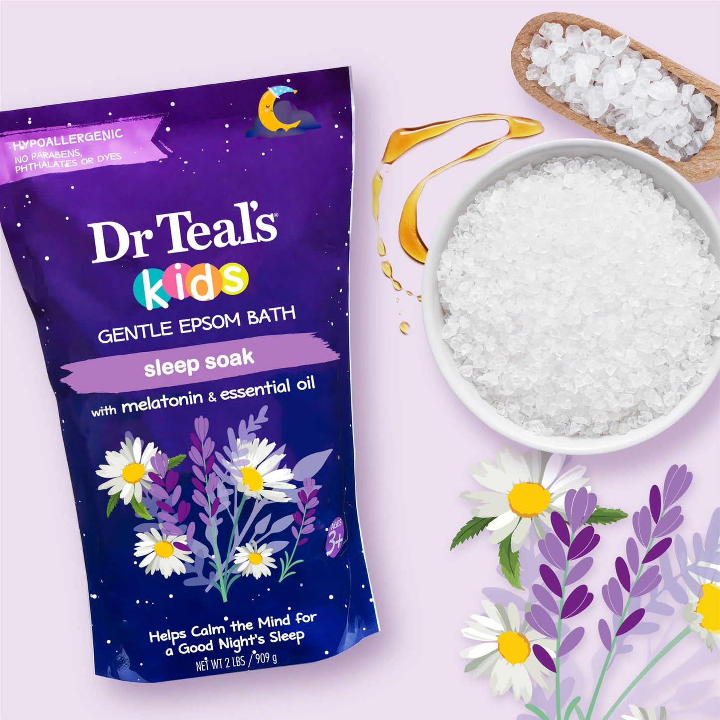 Dr Teal's Kids Gentle Epsom Salt, Sleep Soak with Melatonin & Essential Oil Blend, 2 lbs (Pack of 3) Beauty and Personal Care Dr Teal's