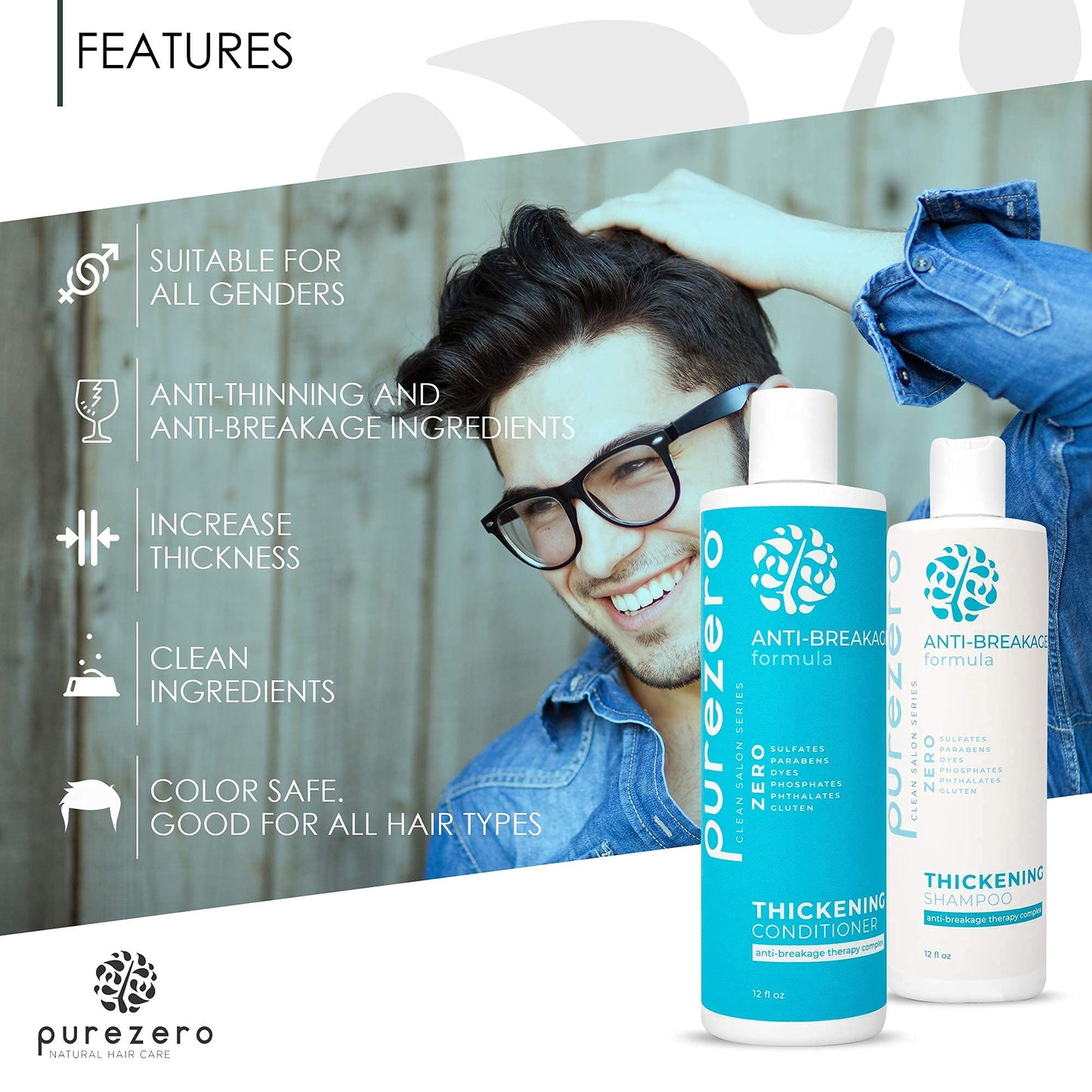 Purezero Anti-Breakage & Thickening Shampoo Conditioner set, For Hair Loss & Hair Thinning, With Biotin, Vitamin C, Caffeine and Saw Palmetto, 100% Beauty & Personal Care Purezero