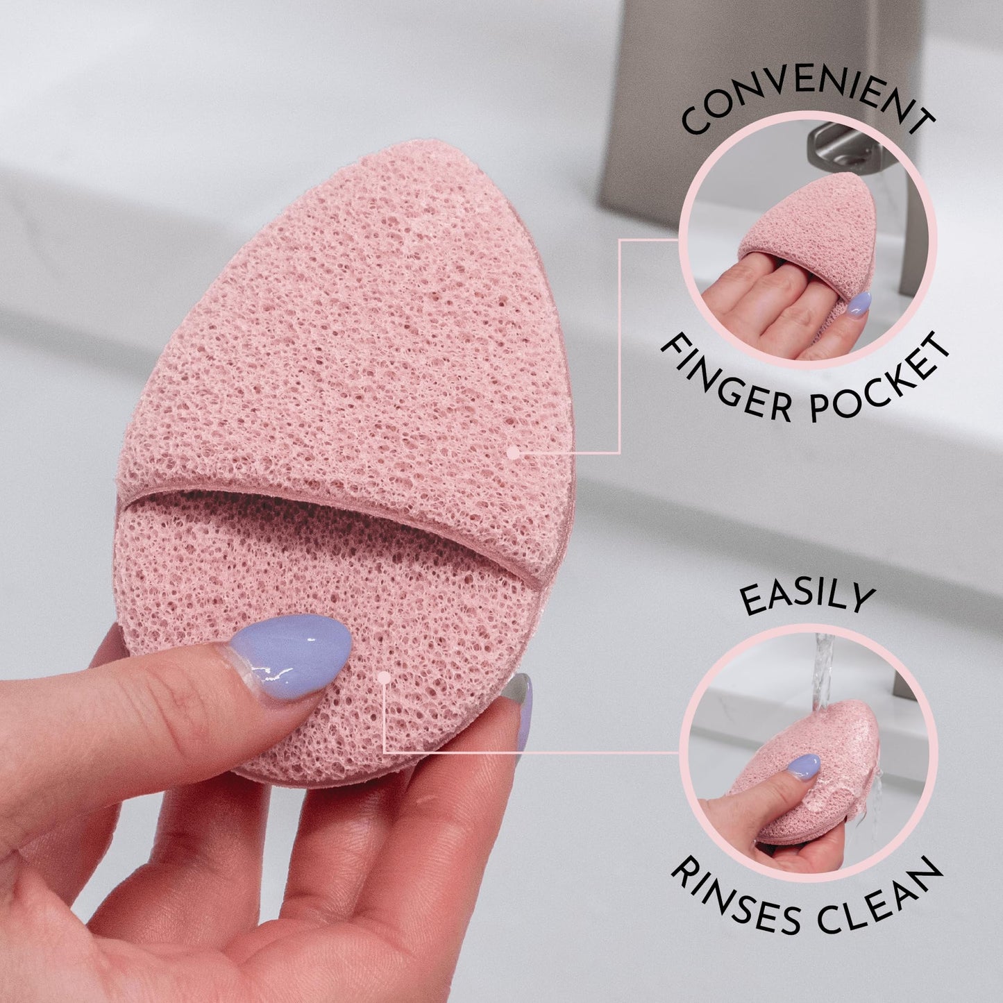 S&T INC. Face Scrubber Exfoliator, Facial Sponges for Face Wash, Reusable Makeup Remover Exfoliating Pads, Blue and Pink, 2.6 in. x 3.9 in., 2 Pack Beauty & Personal Care S&T INC.