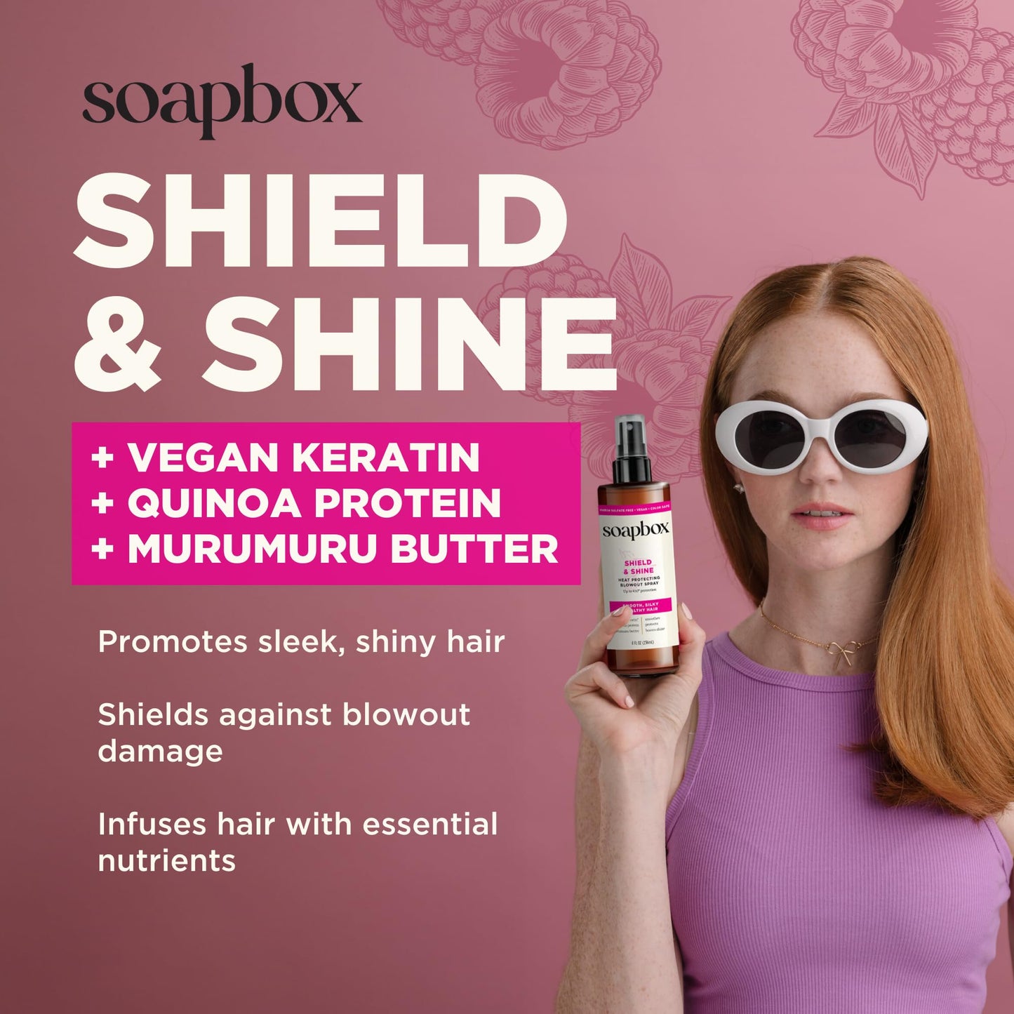 Soapbox Heat Protectant Spray, 8oz - Strengthening Hair Care, 3-in-1 Heat Protection, Shine Boosting, Anti Frizz Hair Spray, Vegan, Silicone Free Beauty & Personal Care Soapbox
