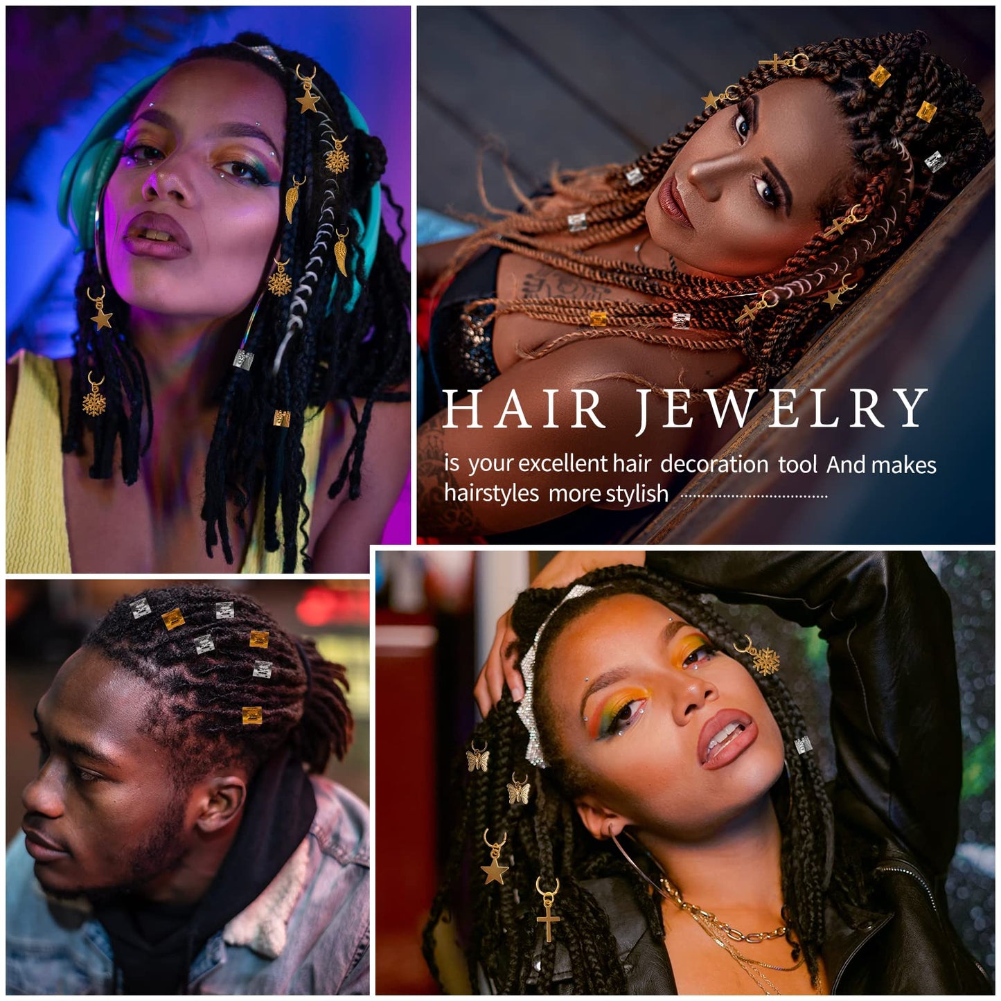 230PCS Hair Jewelry Beads?Dreadlocks Jewels for Women Braids, Gold And Silver Winding Line, Metal Hair Rings Cuffs Clips?Hair Charms Pendants Braid Beauty & Personal Care Vaikby