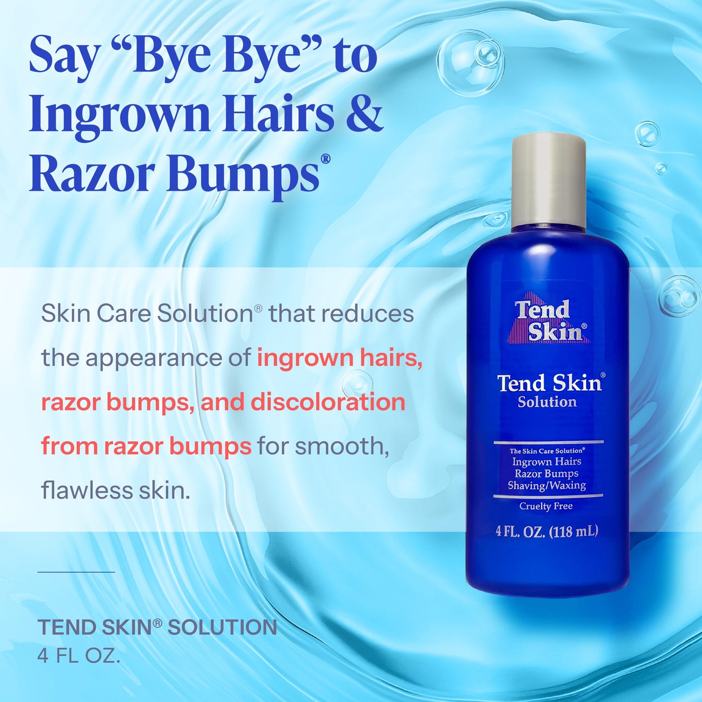 Tend Skin Solution for Unsightly Razor Bumps, Ingrown Hair and Razor Burns, Post Shaving and Waxing Toner for Men and Women, Made in USA, 4 Oz Beauty & Personal Care Tend Skin