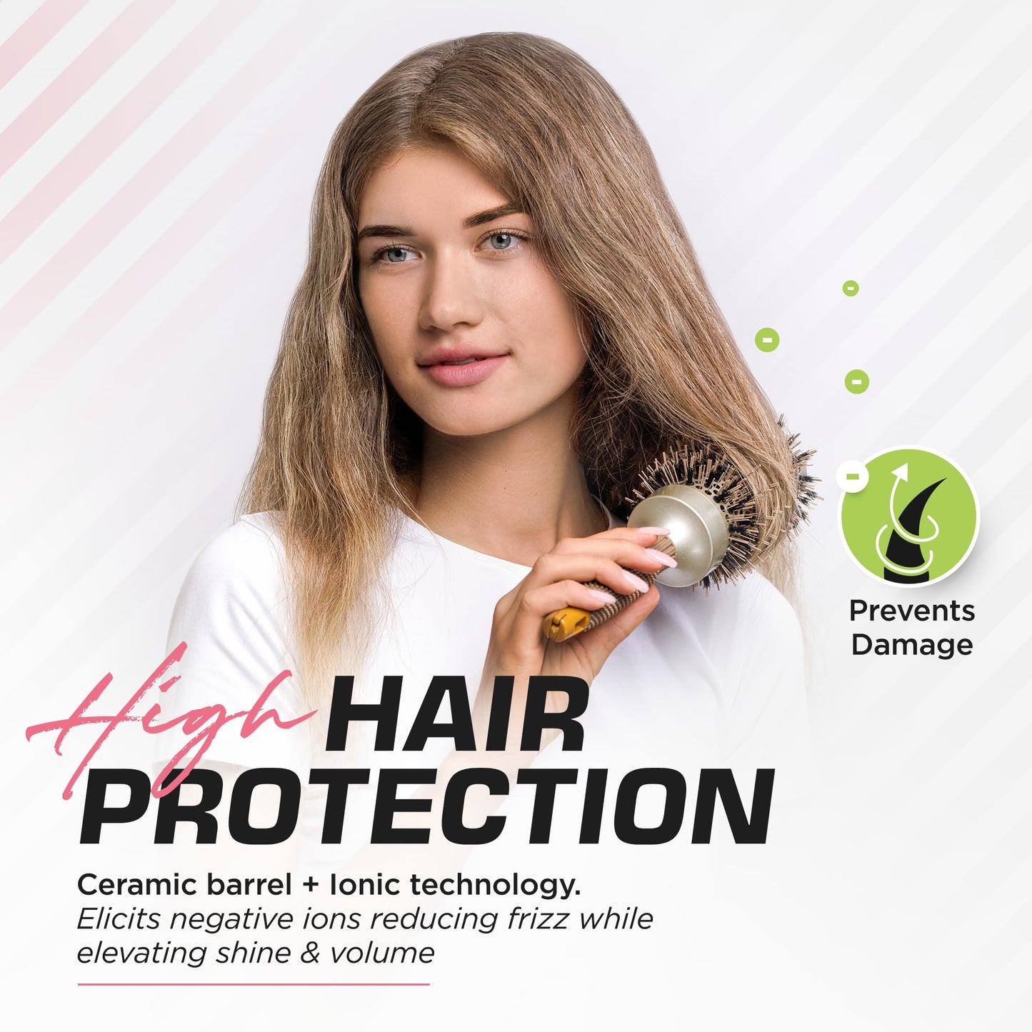 Fagaci Professional Large Round Brush with Natural Boar Bristles for Blow Drying, Nano Technology Ceramic+Ionic for Hair Styling, Volumizing Beauty & Personal Care Fagaci