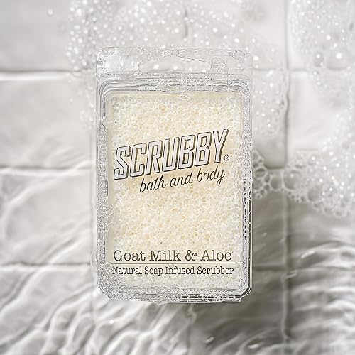 Scrubby Soap - Goats Milk & Aloe - Scented Natural Soap Infused Scrubber - Exfoliating and Hydrating Bath & Body Bar Beauty & Personal Care Scrubby