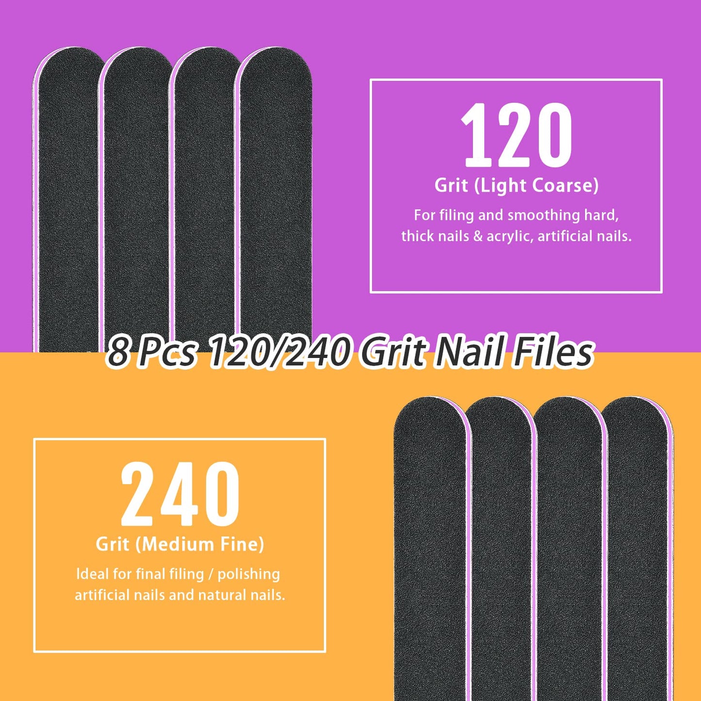 TsMADDTs Nails File 20 PCS Double Sided Emery Board for Natural Acrylic Nails 100 120 180 240 320 800 Grits, Professional Manicure Pedicure Tools Beauty & Personal Care TsMADDTs