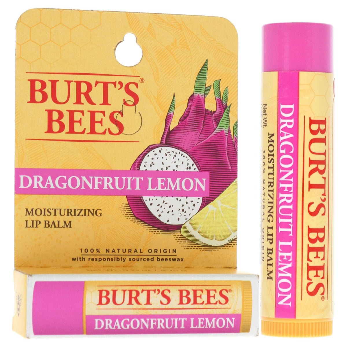 Burts Bees Dragonfruit Lemon Moisturizing Lip Balm Unisex 0.15 oz (I0115832) Beauty & Personal Care Burt's Bees