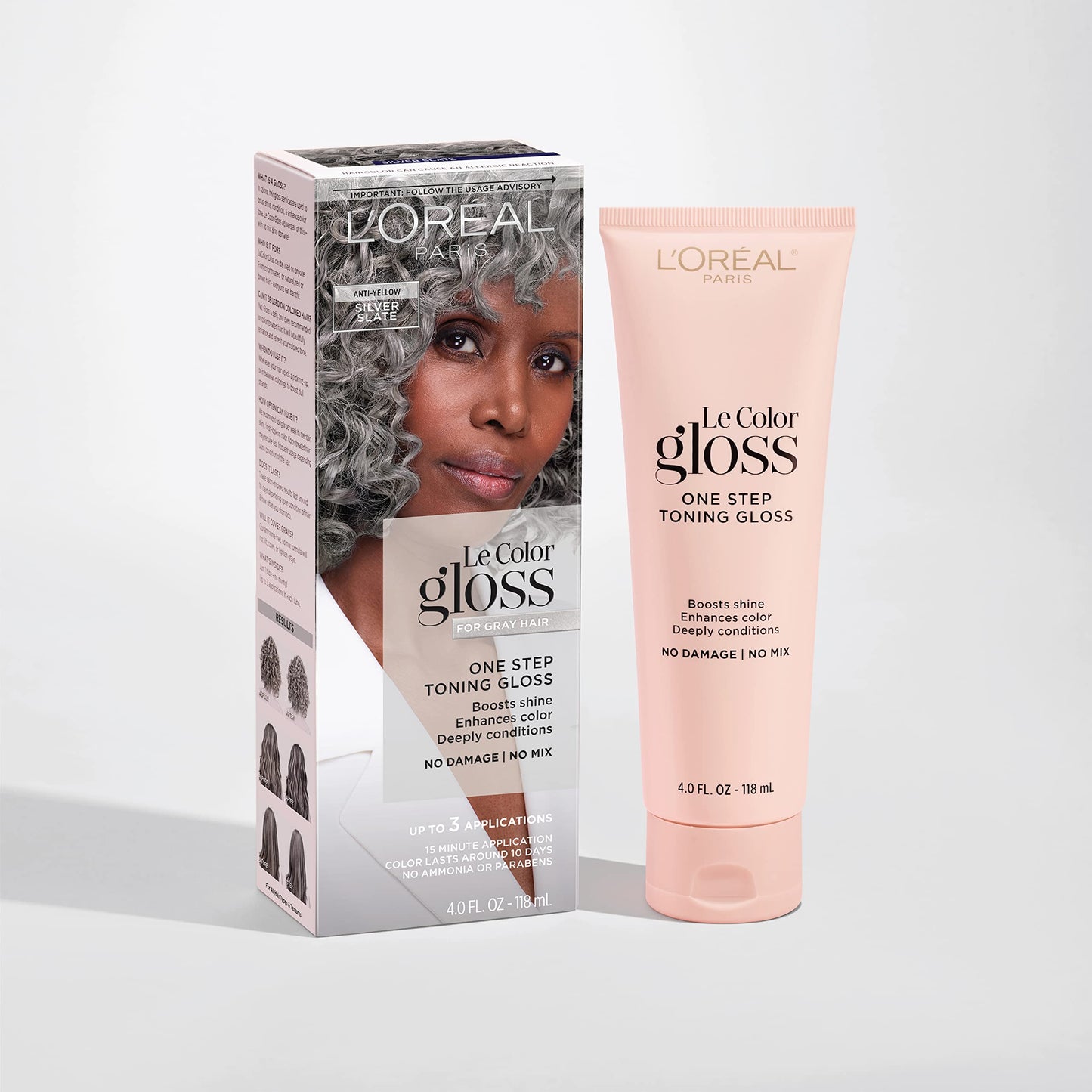 L’Oreal Paris Le Color Gloss One Step Toning Gloss, In-Shower Hair Toner with Deep Conditioning Treatment Formula for Gray Hair, Silver Slate, 1 Kit Beauty & Personal Care L'Oreal Paris