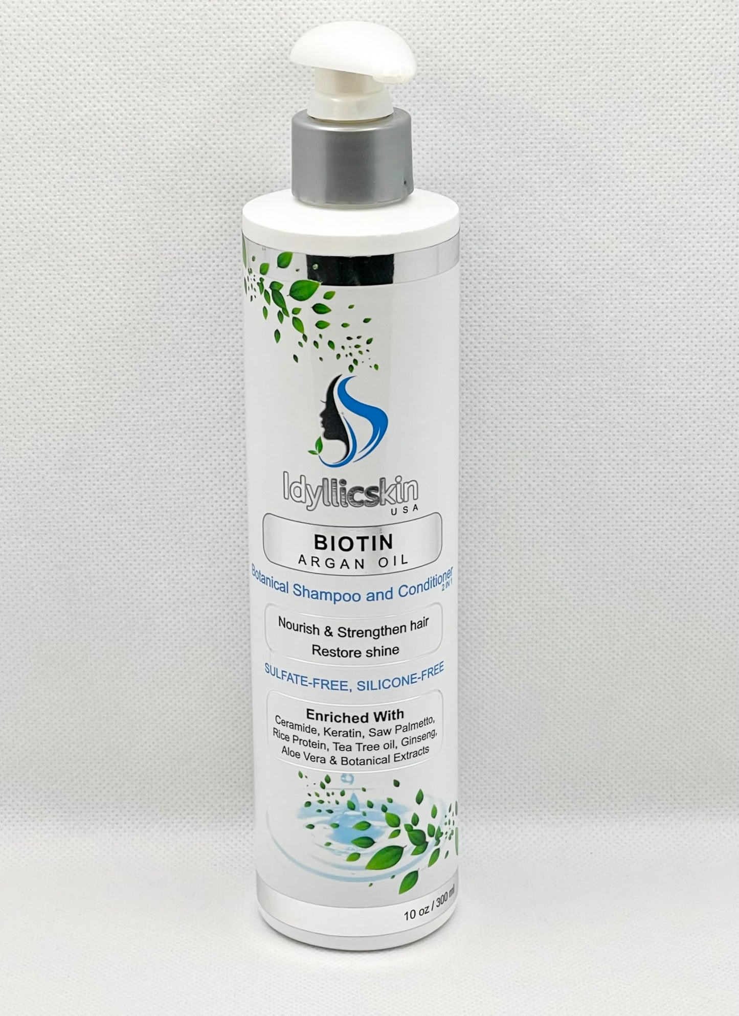 Saw Palmetto infused Biotin Argan Oil botanical shampoo and conditioner mix, 10 fl oz, Pack of 1 Beauty & Personal Care Idyllicskin
