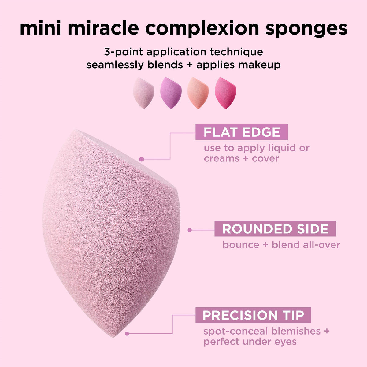 Real Techniques Mini Miracle Complexion Sponge for Makeup, 4 Count