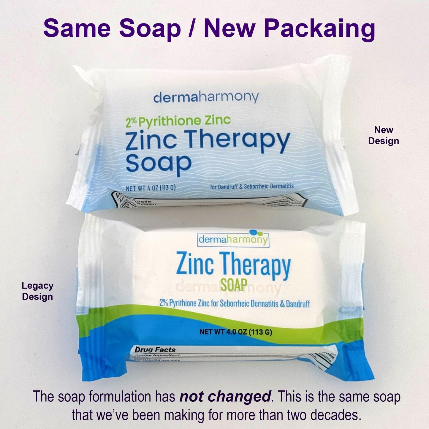 Dermaharmony Set of 5 2% Pyrithione Zinc (ZnP) Bar Soap 4 oz - Crafted for Those with Skin Conditions - Seborrheic Dermatitis, Dandruff, etc. Beauty and Personal Care Dermaharmony