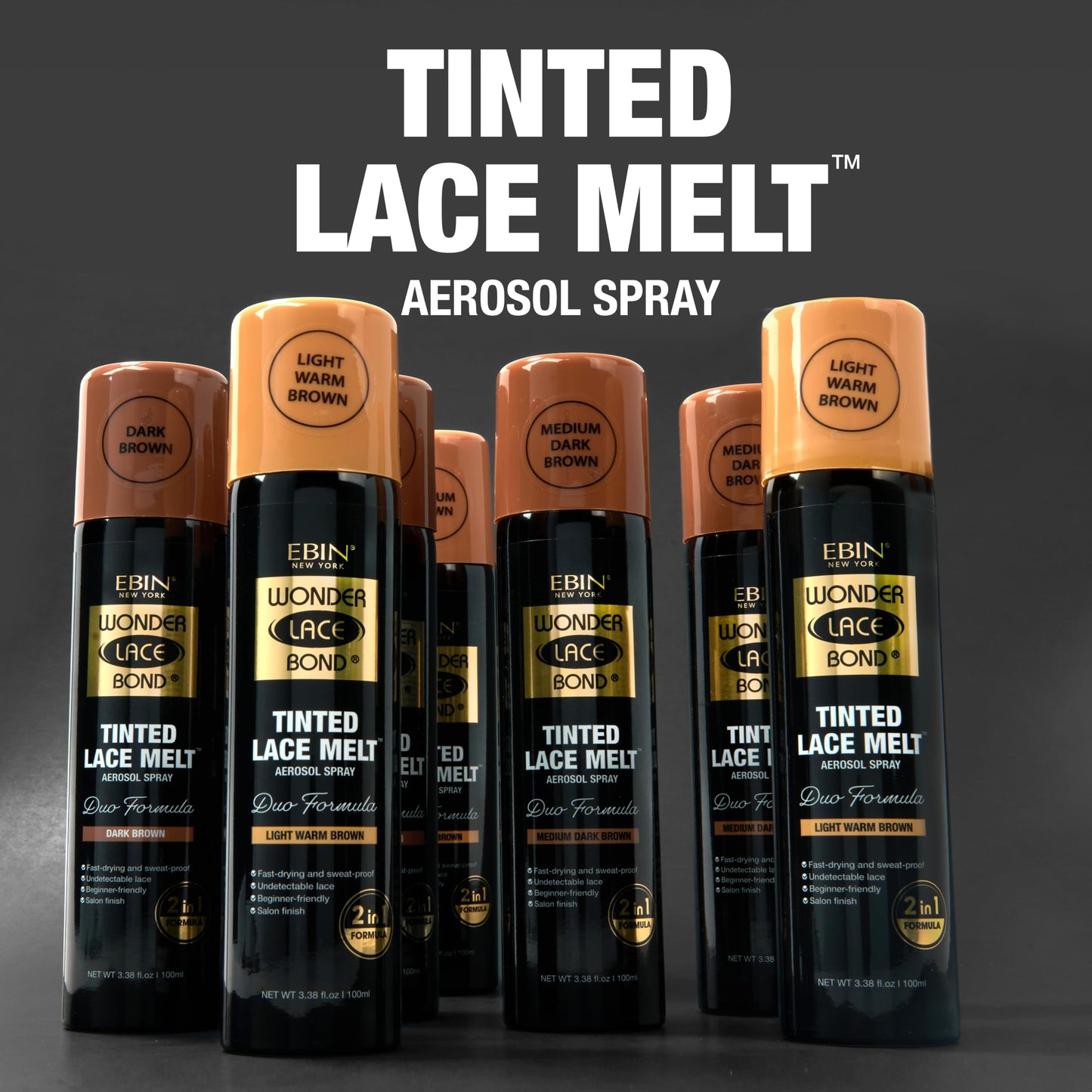 EBIN NEW YORK Wonder Lace Bond Tinted Lace Melt Aerosol Spray - Light Warm Brown 3.38oz/ 100ml - Quick Dry No Transfer Formula, Humid Resistant Beauty & Personal Care EBIN NEW YORK