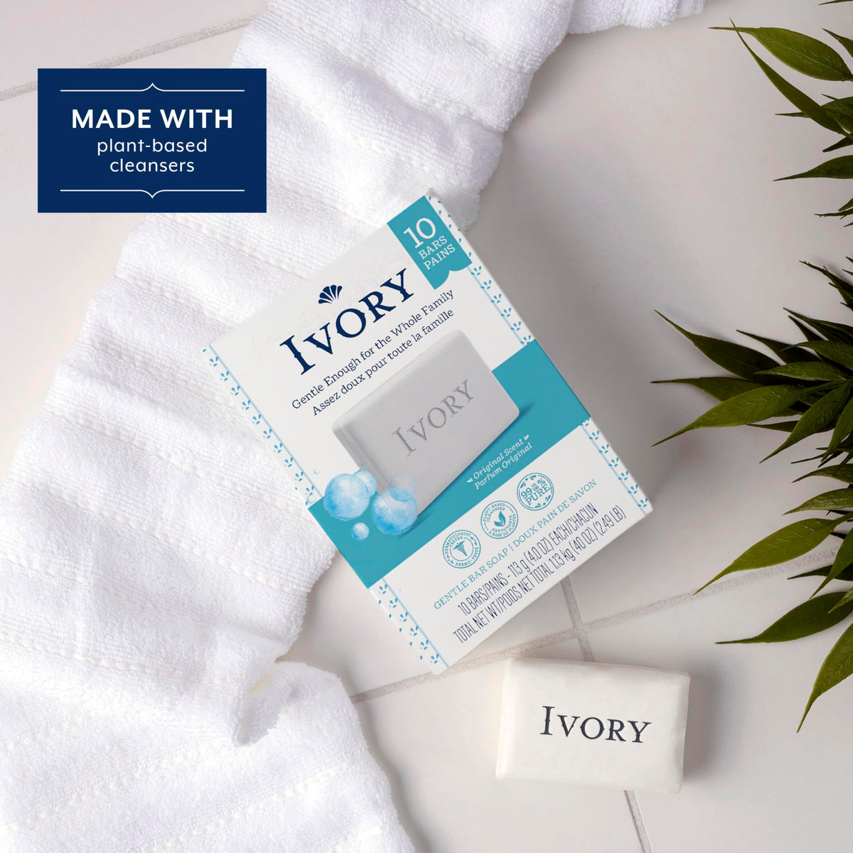 Ivory Original Bar Soap (10 Bars of 4 Oz Each), 39.8 Oz