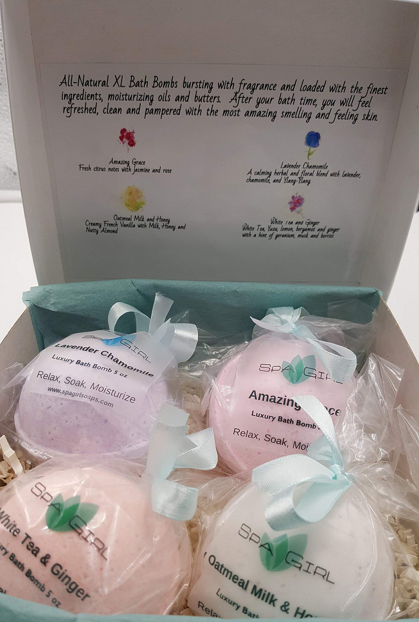 Spa Pure Natural Bath Bombs: All-Natural XL Bath Bomb Gift Set, 4 XL 5 oz bath bombs, ultra-moisturizing, individually wrapped, makes a nice gift Beauty and Personal Care Spa Pure