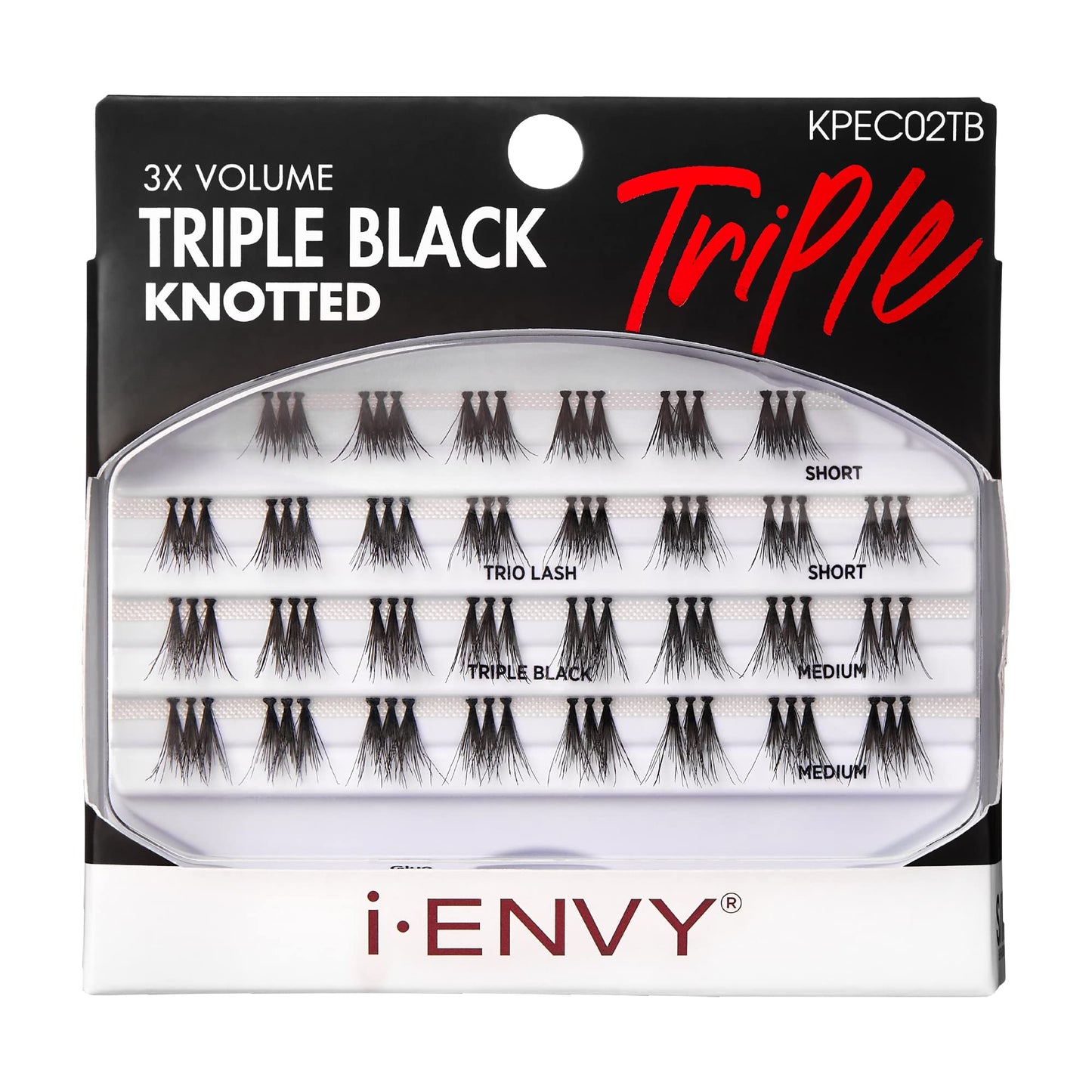 iENVY False Eyelashes Triple Black Knotted Individual Trio Lashes 3X Volume Reusable Eyelash Clusters (S/M) Beauty & Personal Care i•ENVY
