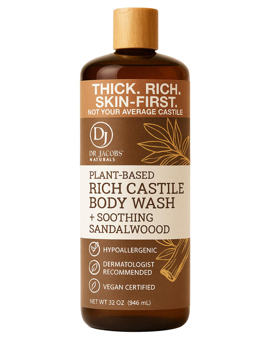 Dr. Jacobs Naturals Pure Castile Soap Liquid Body Wash, Sandalwood - Plant Based Soap Infused with Vitamin E and Aloe Vera to Moisturize Dry Beauty & Personal Care DR.JACOBS NATURALS
