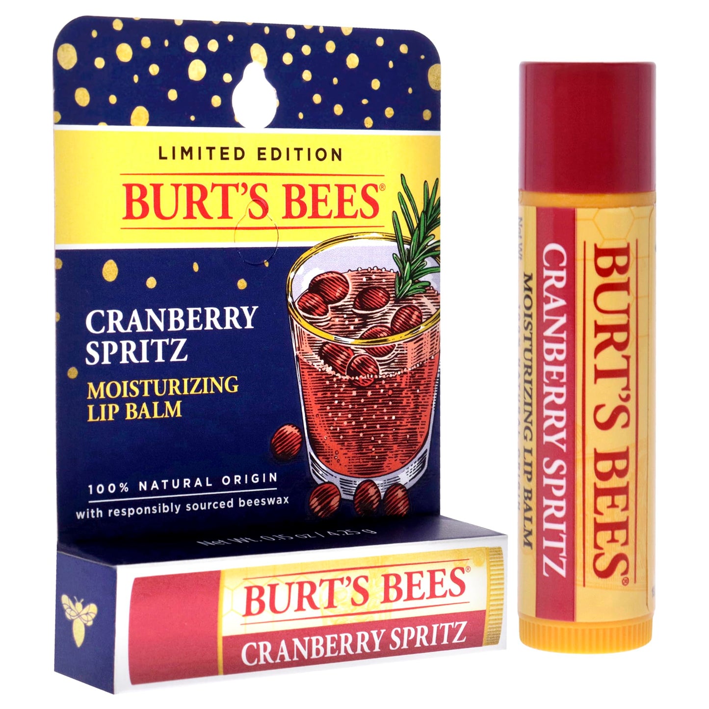 Cramberry Spritz Moisturizing Lip Balm by Burts Bees for Unisex - 0.15 oz Lip Balm Beauty & Personal Care Burt's Bees