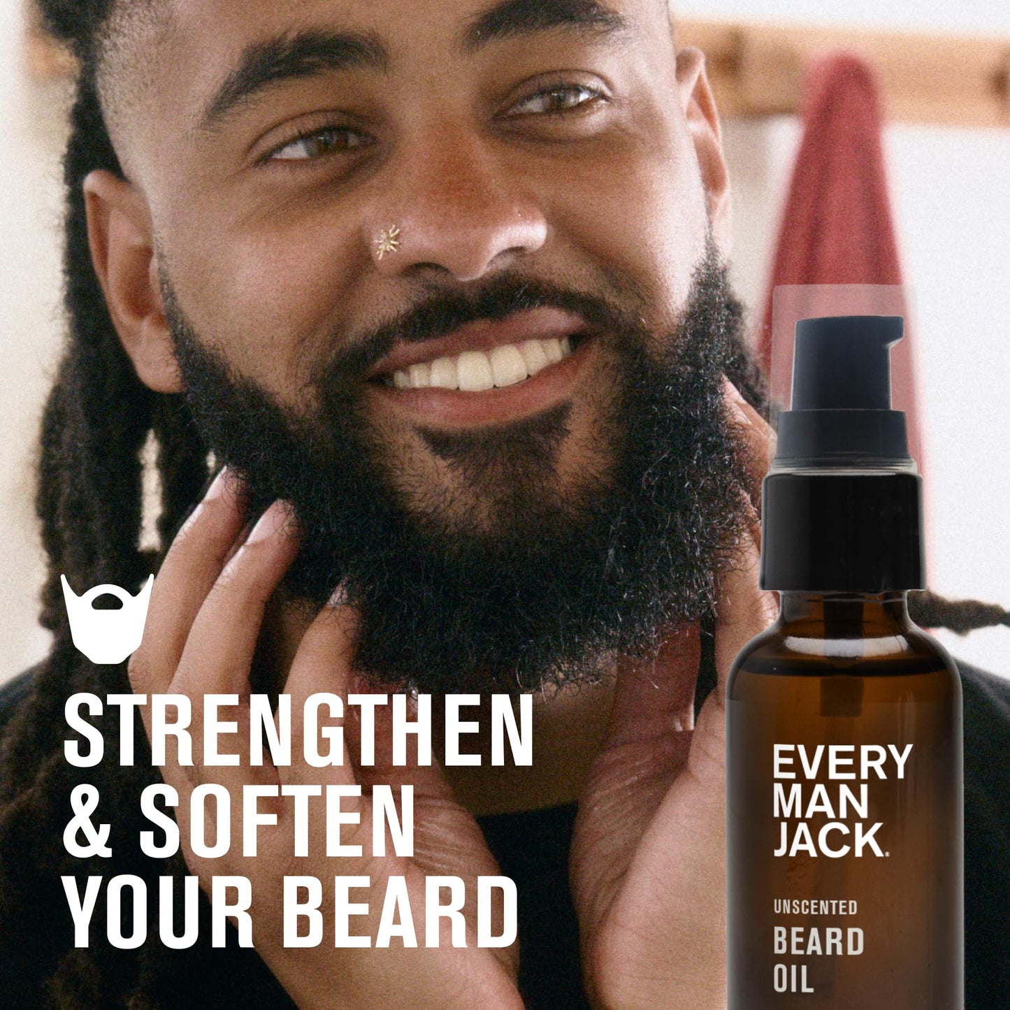 Every Man Jack Unscented Beard Oil for Men - Fragrance Free for Sensitive Skin - Naturally Moisturizes and Softens Beard w/Shea Butter & Argan Oil - 1 Beauty and Personal Care Every Man Jack