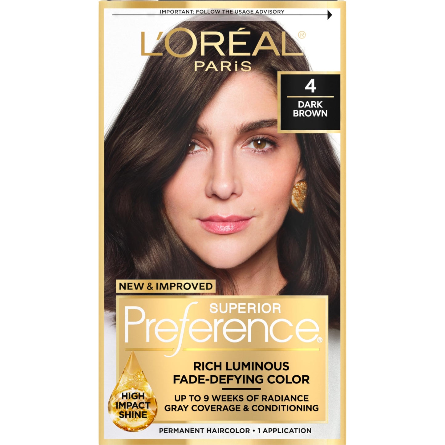 L'Oreal Paris Superior Preference Luminous Fade-Defying Permanent Hair Color, Hair Dye For Up to 9 Weeks of Radiance, Dark Brown 4, 1 Hair Dye Kit Beauty & Personal Care L'Oreal Paris