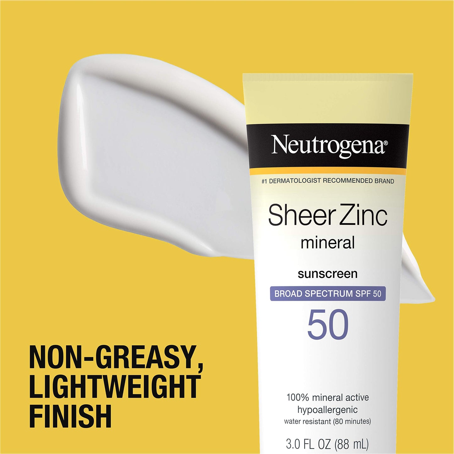Neutrogena Sheer Zinc Oxide Dry-Touch Sunscreen Lotion with Broad Spectrum SPF 50, Water-Resistant, Hypoallergenic & Non-Greasy Mineral Sunscreen, 3 Beauty & Personal Care Neutrogena