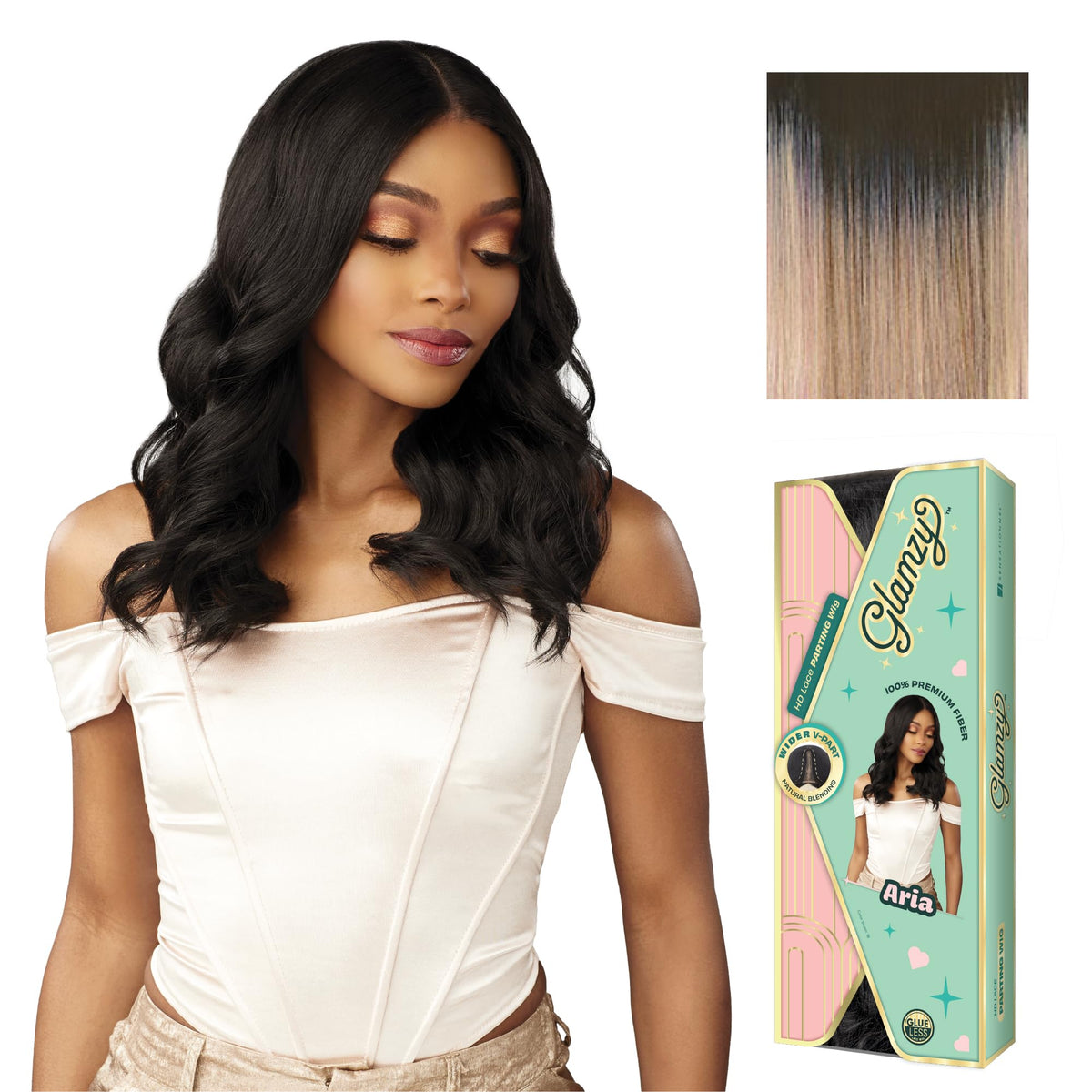 Sensationnel Glamzy Lace Part Wig-Aria, MP/ROSEGOLD