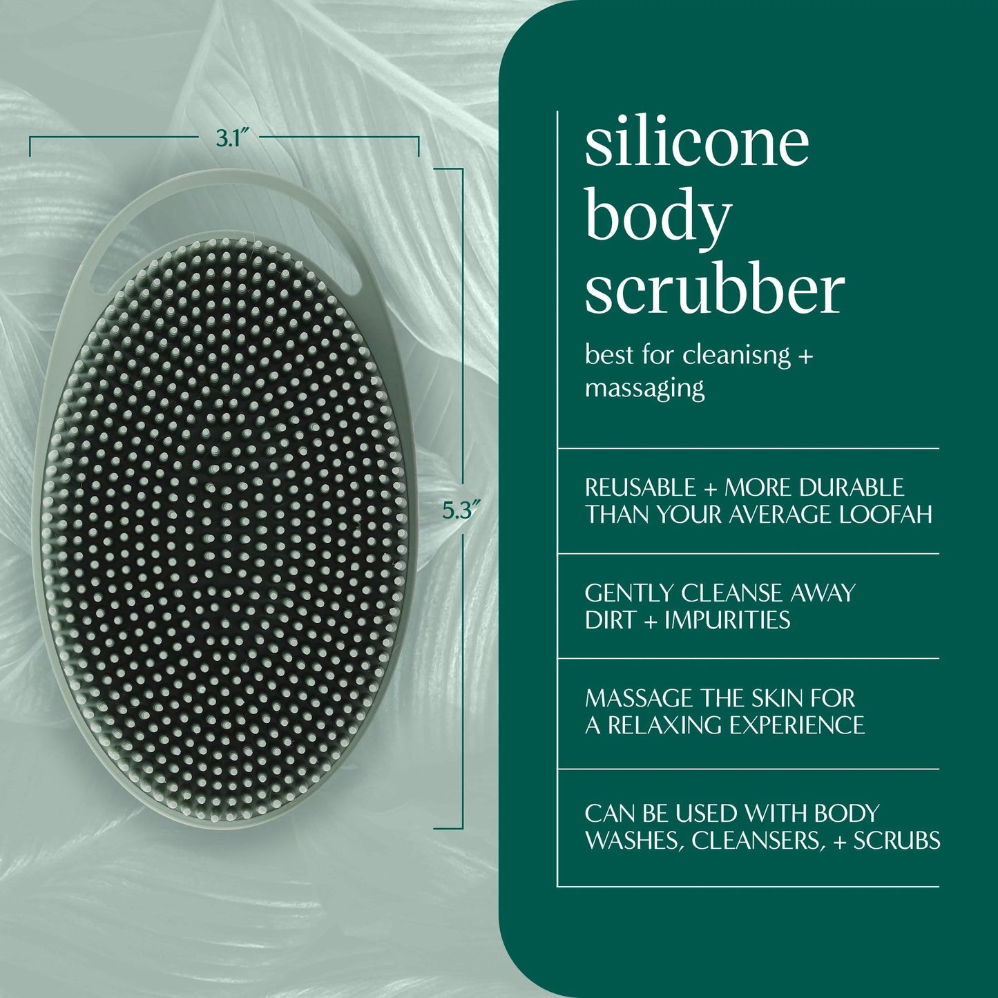 EcoTools Silicone Body Scrubber, for Gentle Cleansing & Exfoliating, 2-in-1 Silicone Scrubber & Body Massager, Hygienic & Durable Bath Accessory, Eco Beauty and Personal Care EcoTools