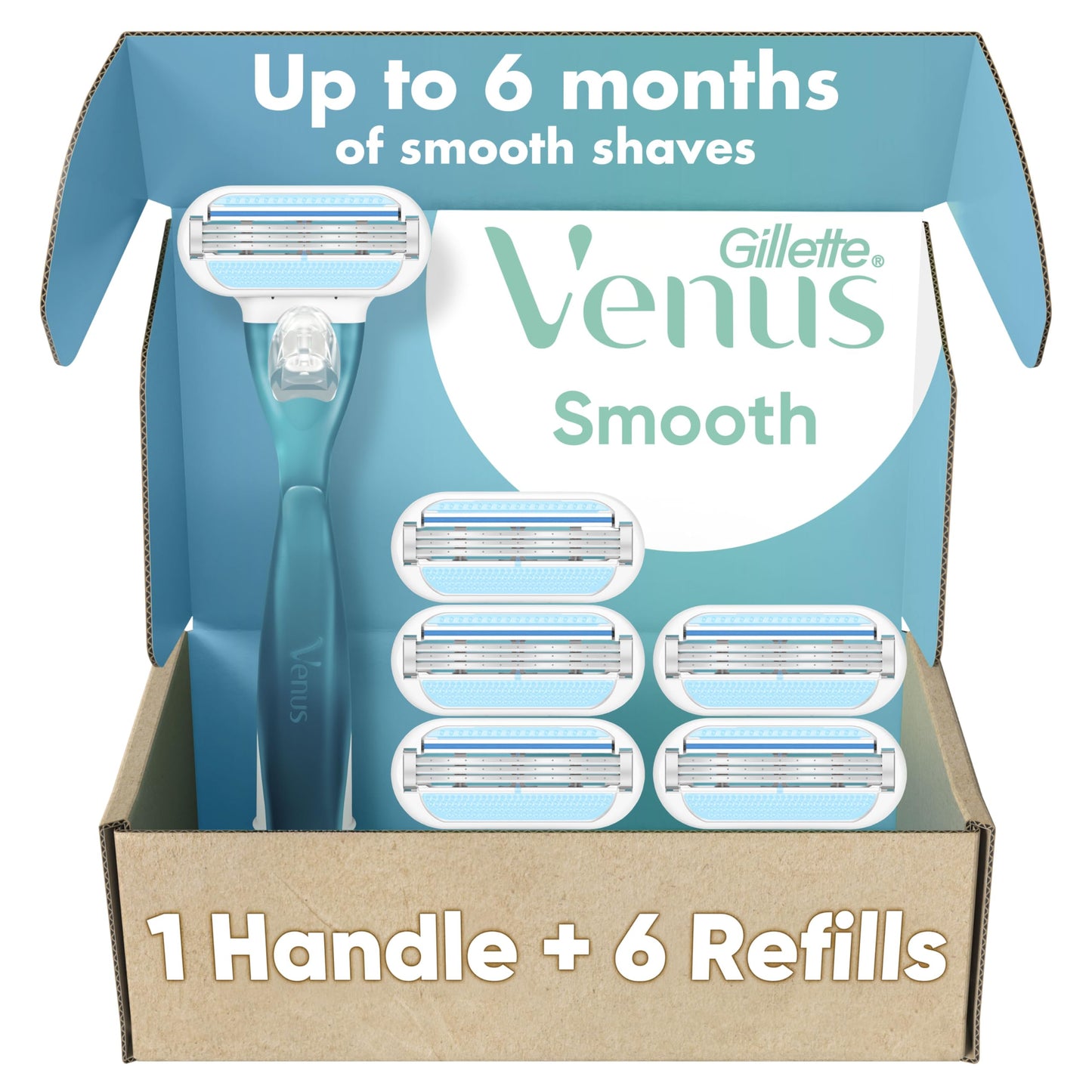 Gillette Venus Smooth Women's Razor Handle + 6 Refills with Soft-Grip Gel Handle Beauty and Personal Care Gillette Venus