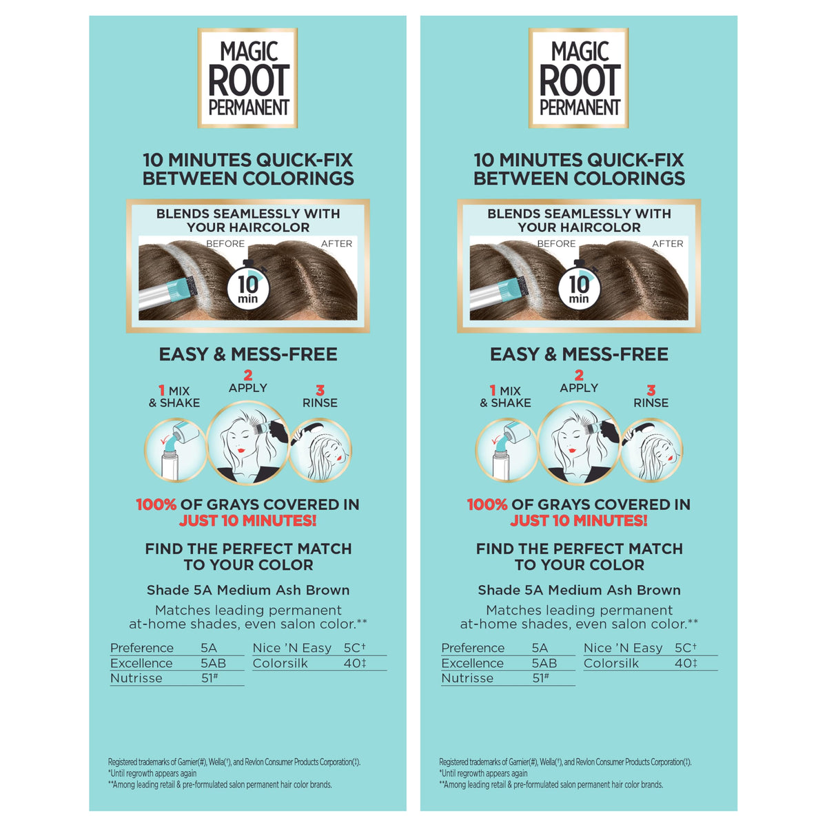 L'Oreal Paris Magic Root Permanent Hair Color Kit, 100% Gray Hair Coverage In Just 10 Minutes, Precision Brush Applicator for Seamless Application, 5A