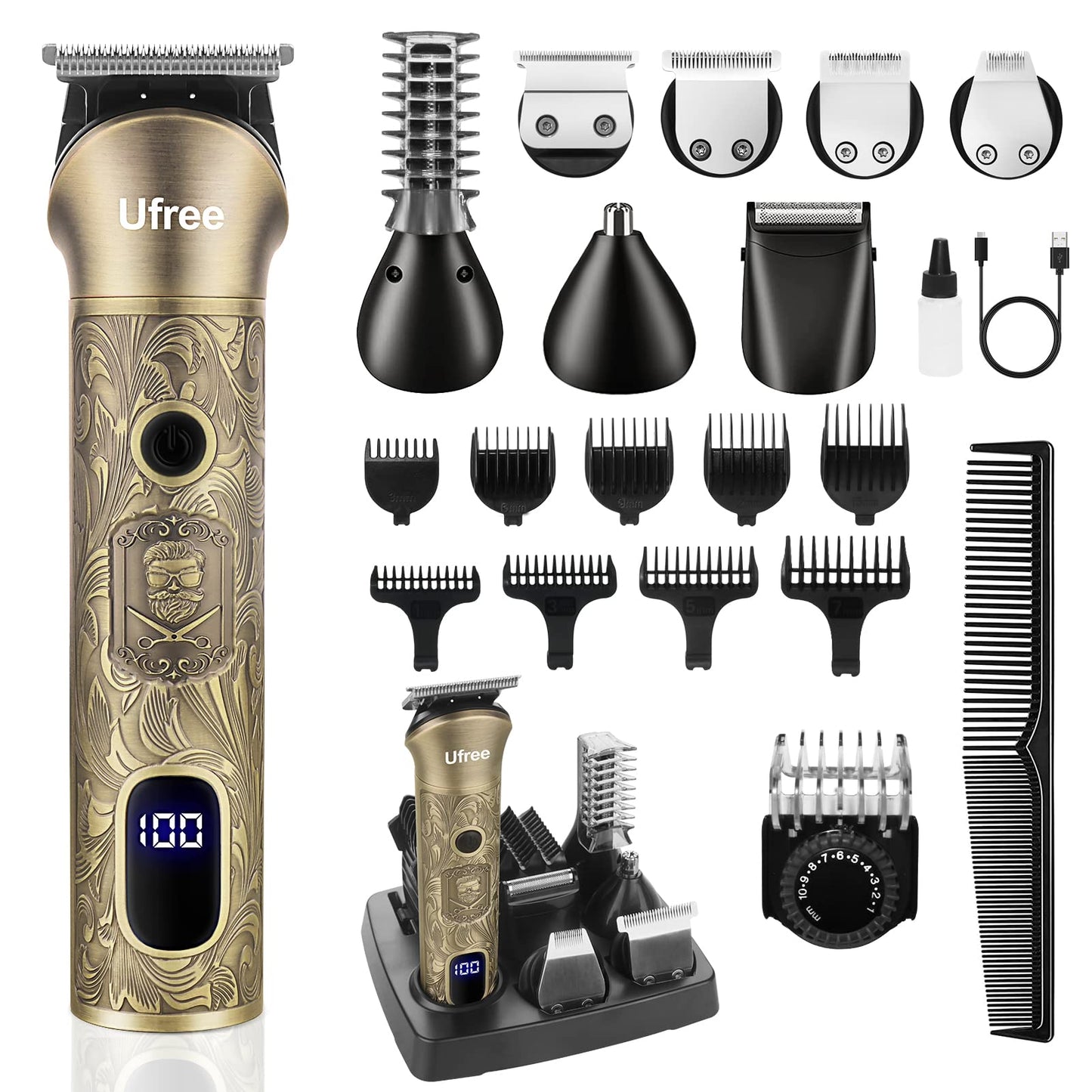 Ufree 7-in-1 Beard Trimmer for Men, Electric Razor Shaver, Men Grooming Kit Beauty and Personal Care Ufree