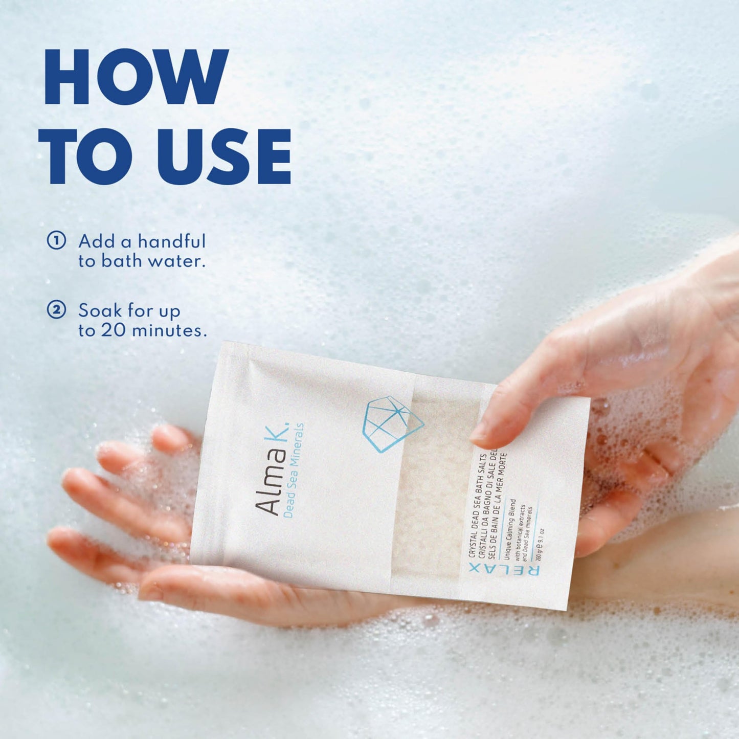 Alma K Crystal Dead Sea Bath Salts - Gently Exfoliates and Hydrates - White Tea and Neroli Scent - for Bath Soak and Relaxing Foot Bath Salt - 9.1 oz Beauty and Personal Care ALMA K