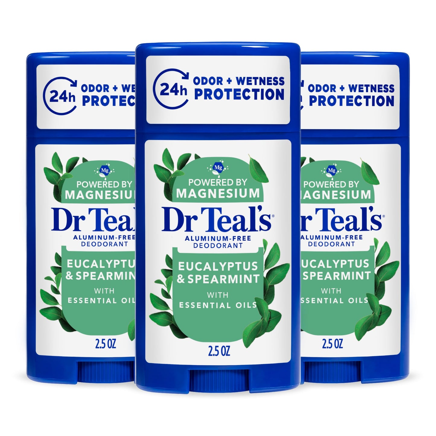 Dr Teal's Aluminum-Free Deodorant, Eucalyptus & Spearmint with Essential Oils, 2.5 oz (Pack of 3) Beauty and Personal Care Dr Teal's