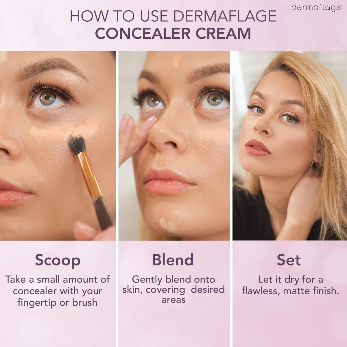 Dermaflage Waterproof Concealer Cream - Full Coverage, Matte Finish, Covers Dark Circles, Tattoos, Acne (Light) Beauty & Personal Care Dermaflage