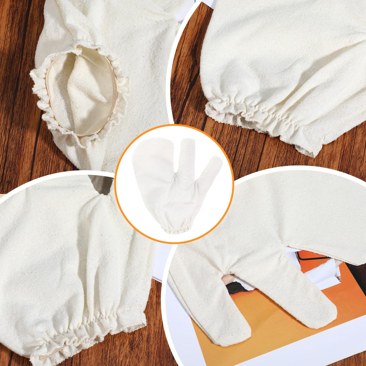 DOPENSPI 2PCS Gloves Raw Silk Massage with Elastic Wrist Bands, Raw Silk Gloves Exfoliating Glove for Ayurvedic Skin Brushing Massage Beauty and Personal Care DOPENSPI