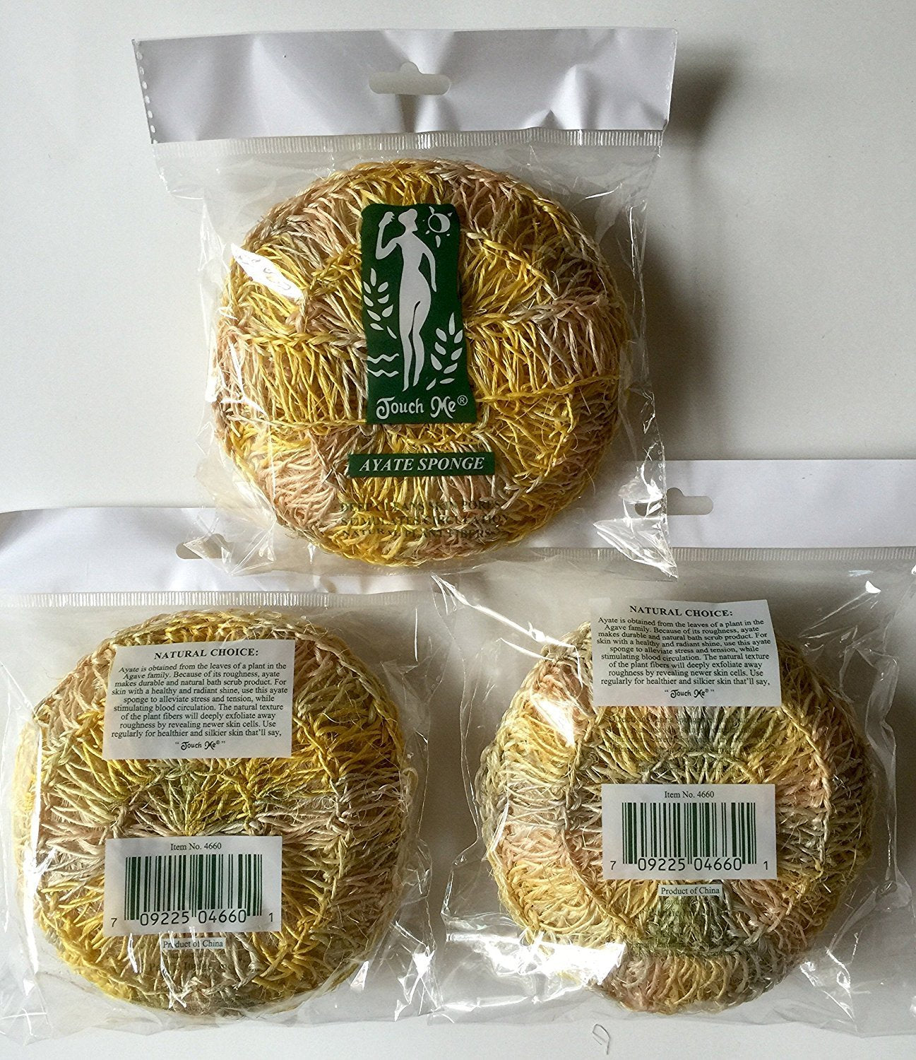 3 pcs/Set Touch Me ® Ayate Sisal Loofah Bath Body Spa Sponge Scrubber for Dry Brushing (Set of 3) Beauty and Personal Care Touch Me