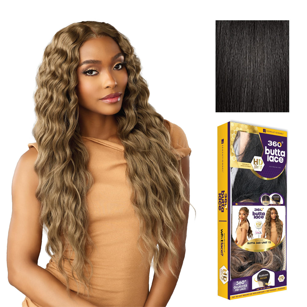 Sensationnel Butta 360 LaceWig-Unit 12, 1B OFFBLACK