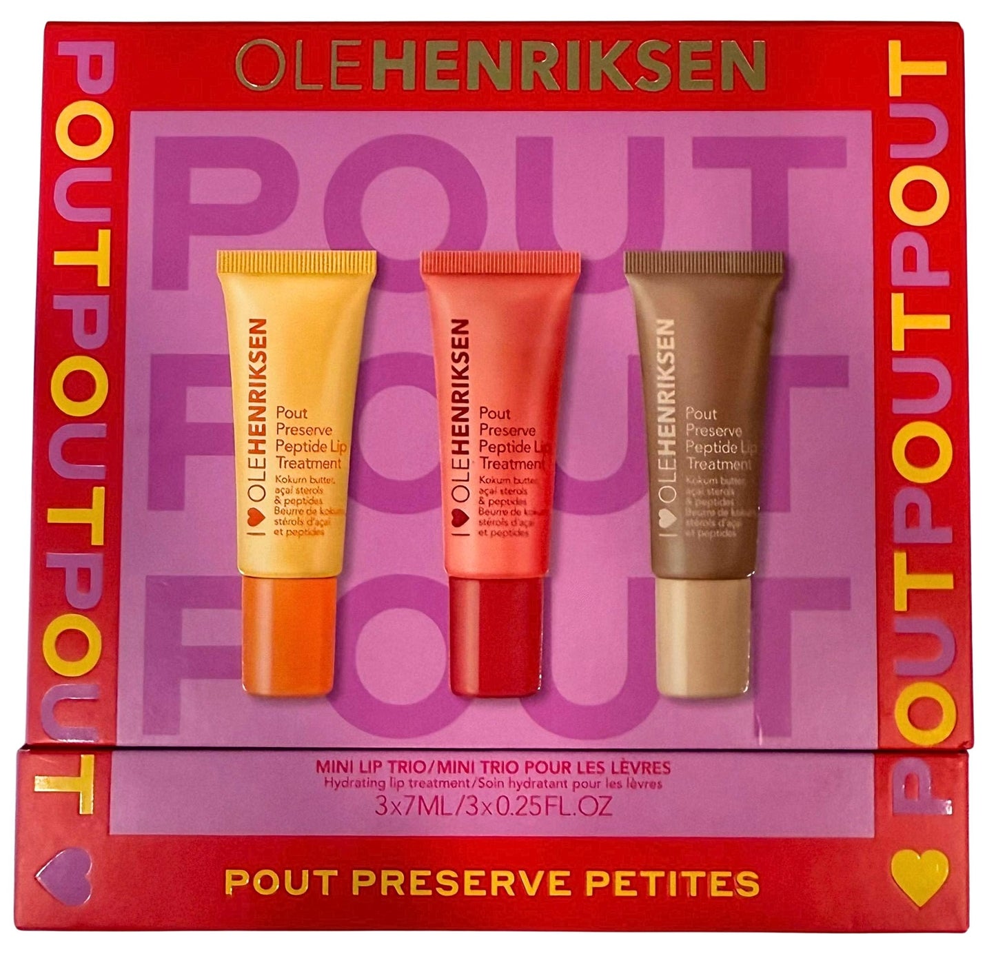 Ole Henriksen Pout Preserve Petites Lip Trio - Mini Peptide Lip Treatments in Citrus Sunshine, Strawberry Sorbet, and Crème Brûlée - 3 x 0.25 fl. oz Beauty & Personal Care Ole Henriksen