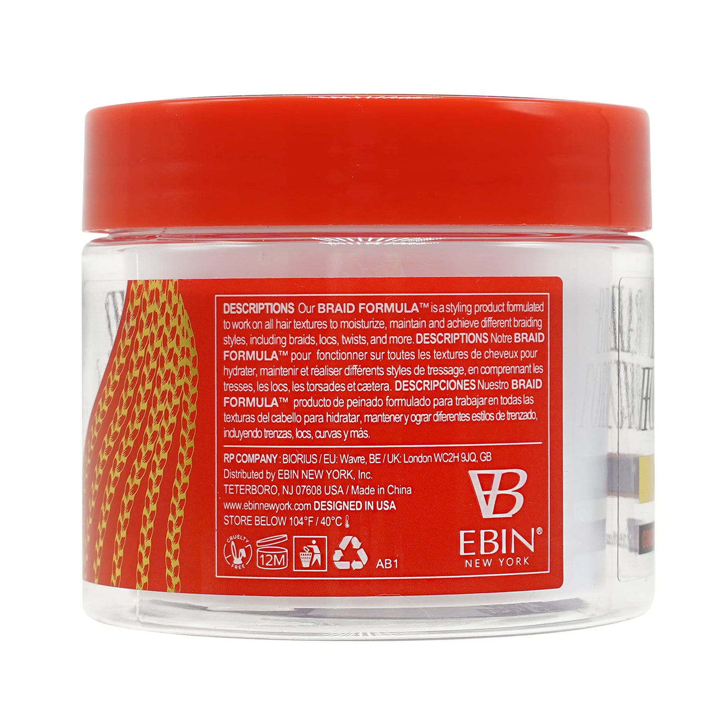 EBIN NEW YORK Braid Formula Conditioning Gel, Medium Hold, 3.53oz | Great for Braiding, Twisting, Edges, No Residue, No Flaking, Strong Hold, High Beauty & Personal Care EBIN NEW YORK