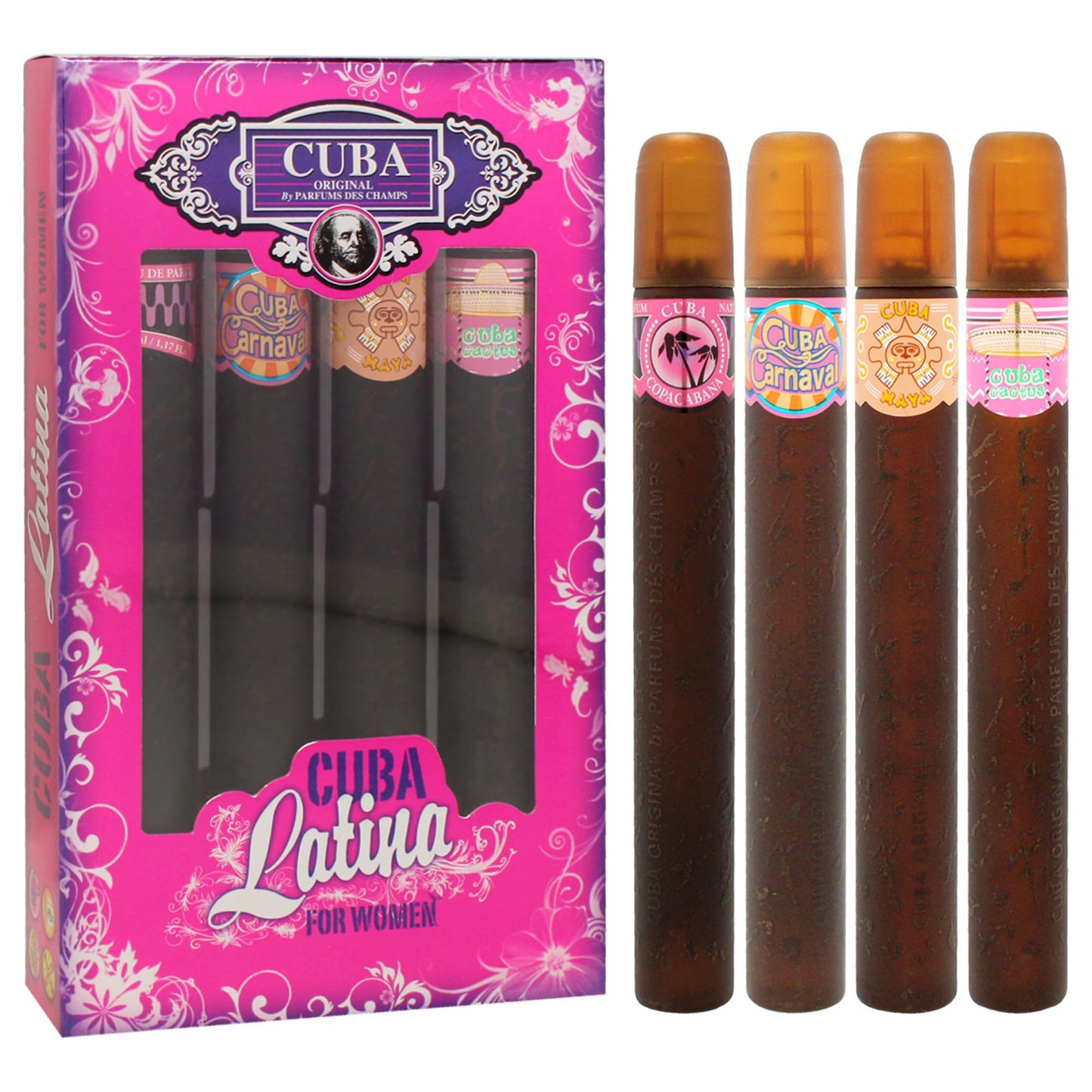 Champs Cuba Latino Collection By Champs For Women Gift Set (Eau De Parfum Spray 1.17-Ounce/35 Ml of Carnaval, Cactus, Maya & Copacabana) Beauty & Personal Care Cuba