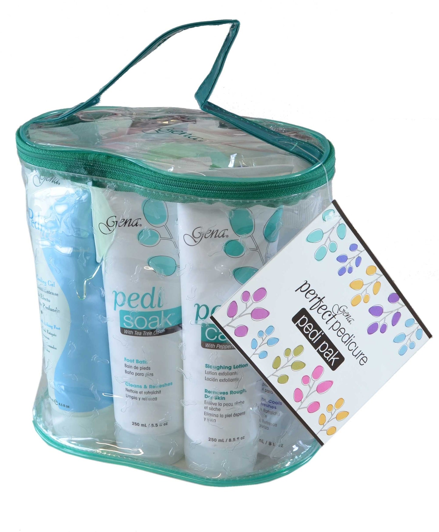Gena Pedi Pak Intro Kit - 7-Piece Pedicure Kit Foot Spa with Foot Scrub, Soak & Pumice Stone in a Tote, At-Home Pedicure Set Beauty & Personal Care Gena