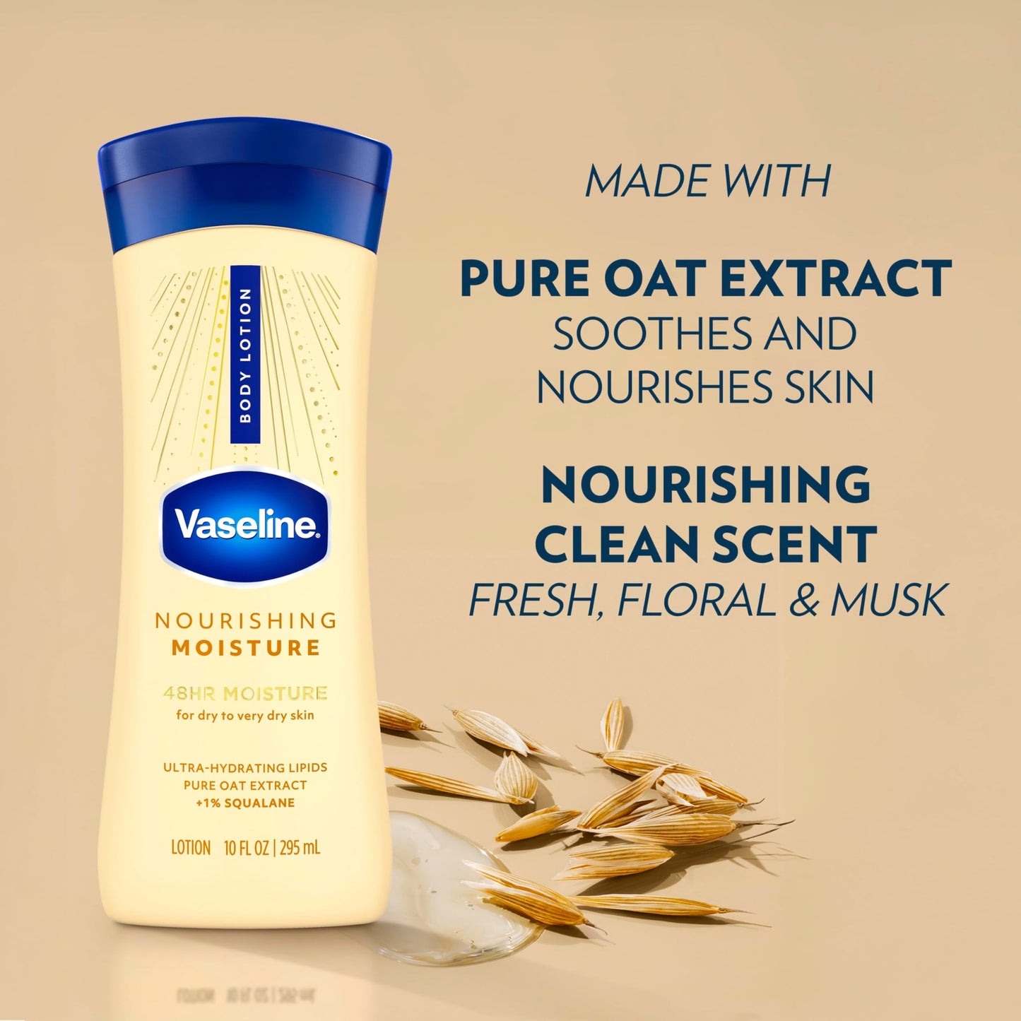 Vaseline Intensive Care Nourishing Moisture Body Lotion for Dry Skin, Lotion Made with Ultra-Hydrating Lipids + Pure Oat Extract for Nourished Beauty & Personal Care Vaseline