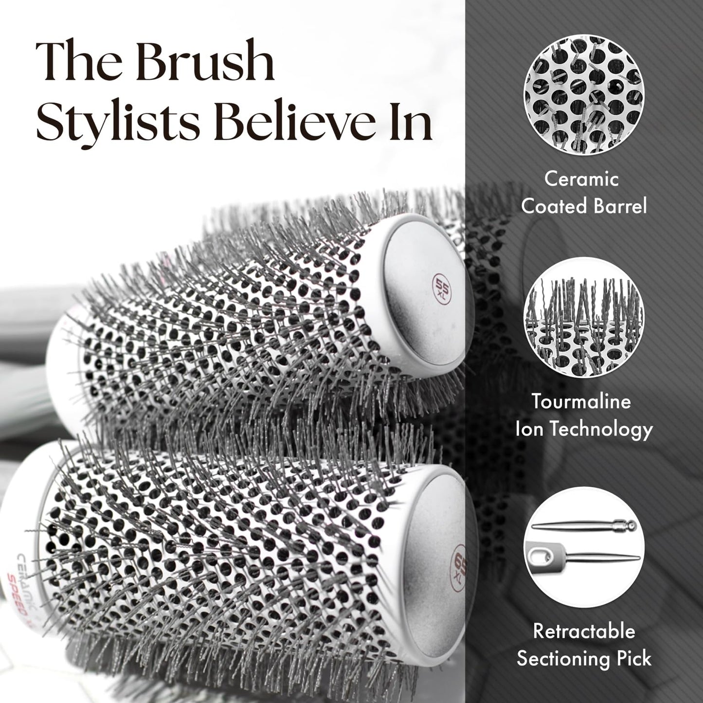 Olivia Garden Ceramic + Ion Speed XL - Extra-Long Round Thermal Hair Brush - Not Electrical - Professional Blowout Brush for Normal to Thick Hair - 3 Beauty & Personal Care Olivia Garden
