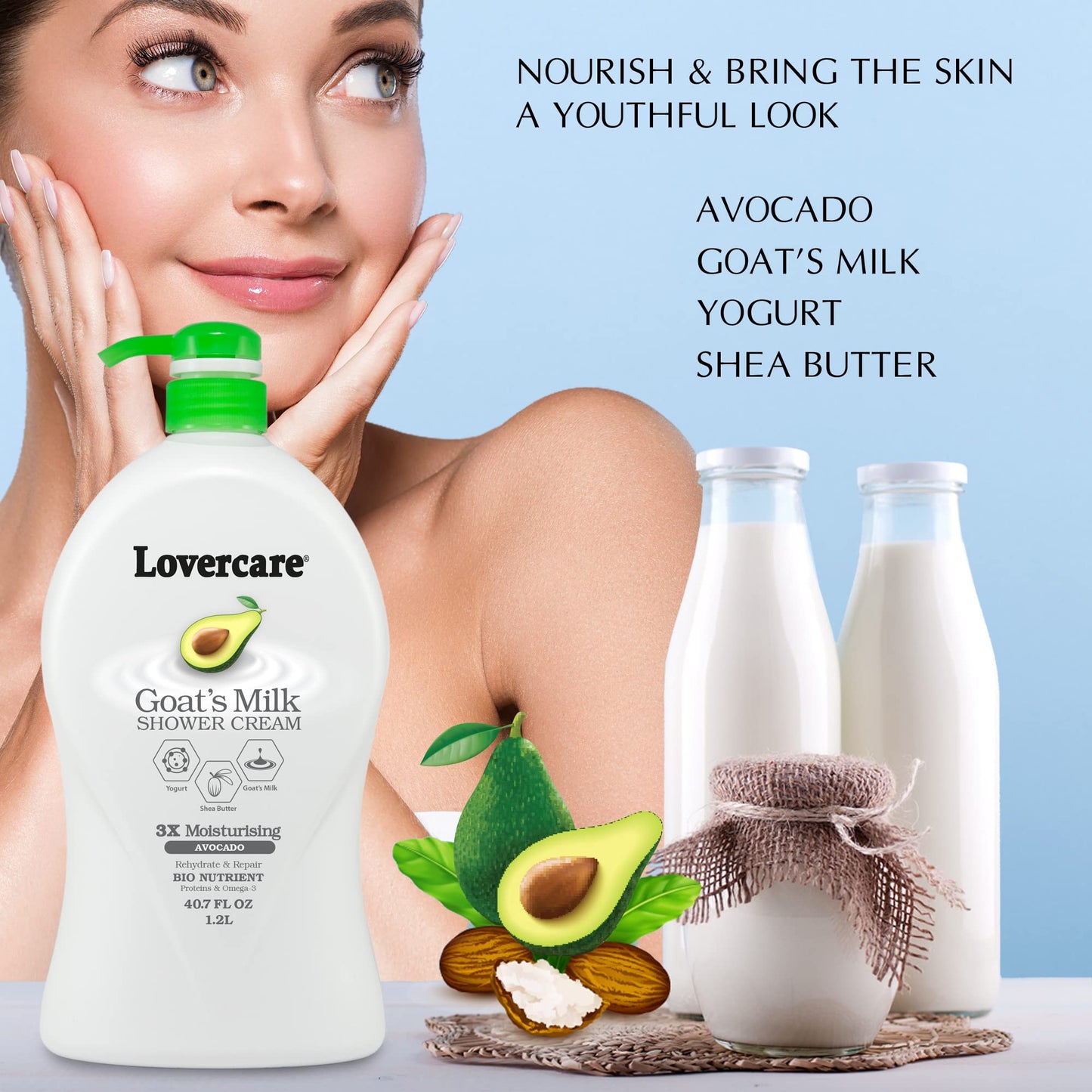 Lover's Care Goat's Milk Moisturizing Body Wash Shower Cream Avocado 40.7 Fl.Oz - Single… Beauty & Personal Care Lover's Care