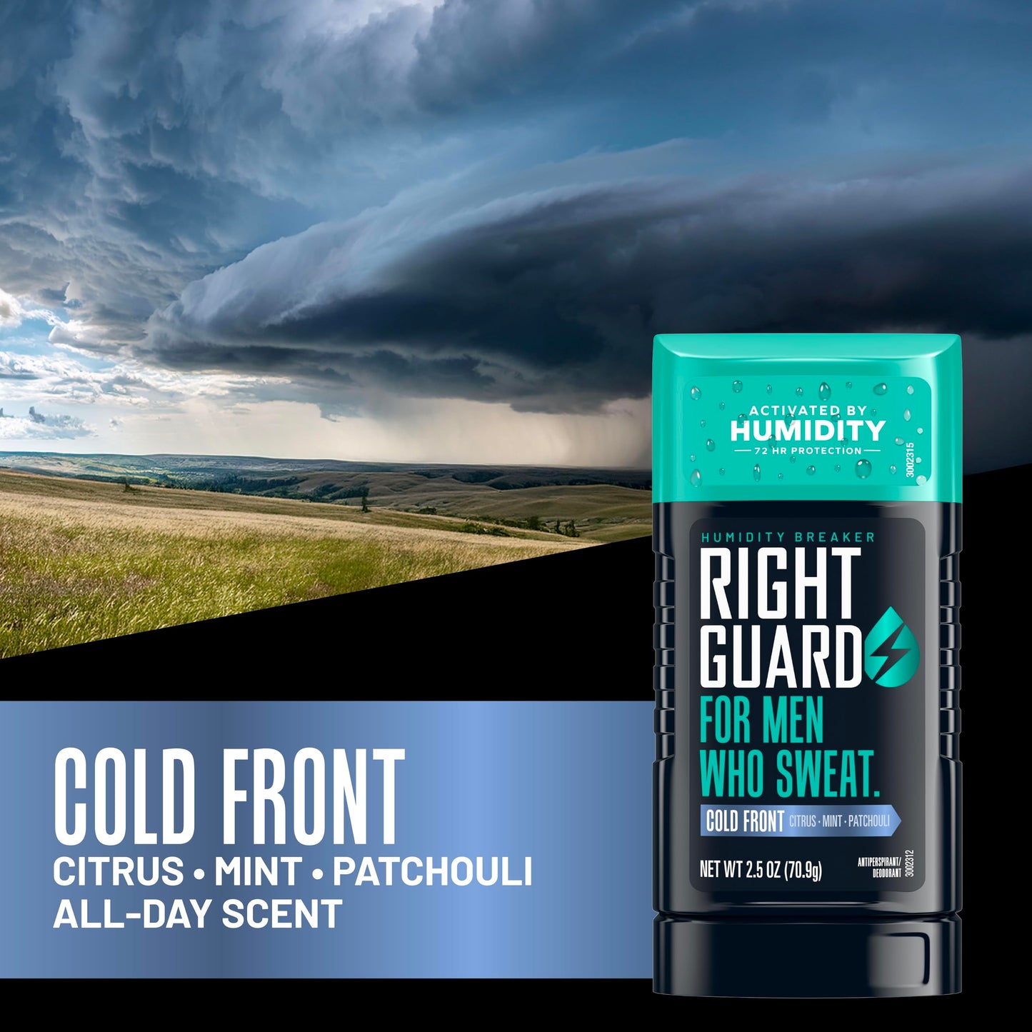 Right Guard Humidity Breaker Antiperspirant & Deodorant for Men, Cold Front Scent, 2.5oz (4 Pack) Invisible Solid, 72 Hour Sweat and Odor Control Beauty and Personal Care Right Guard